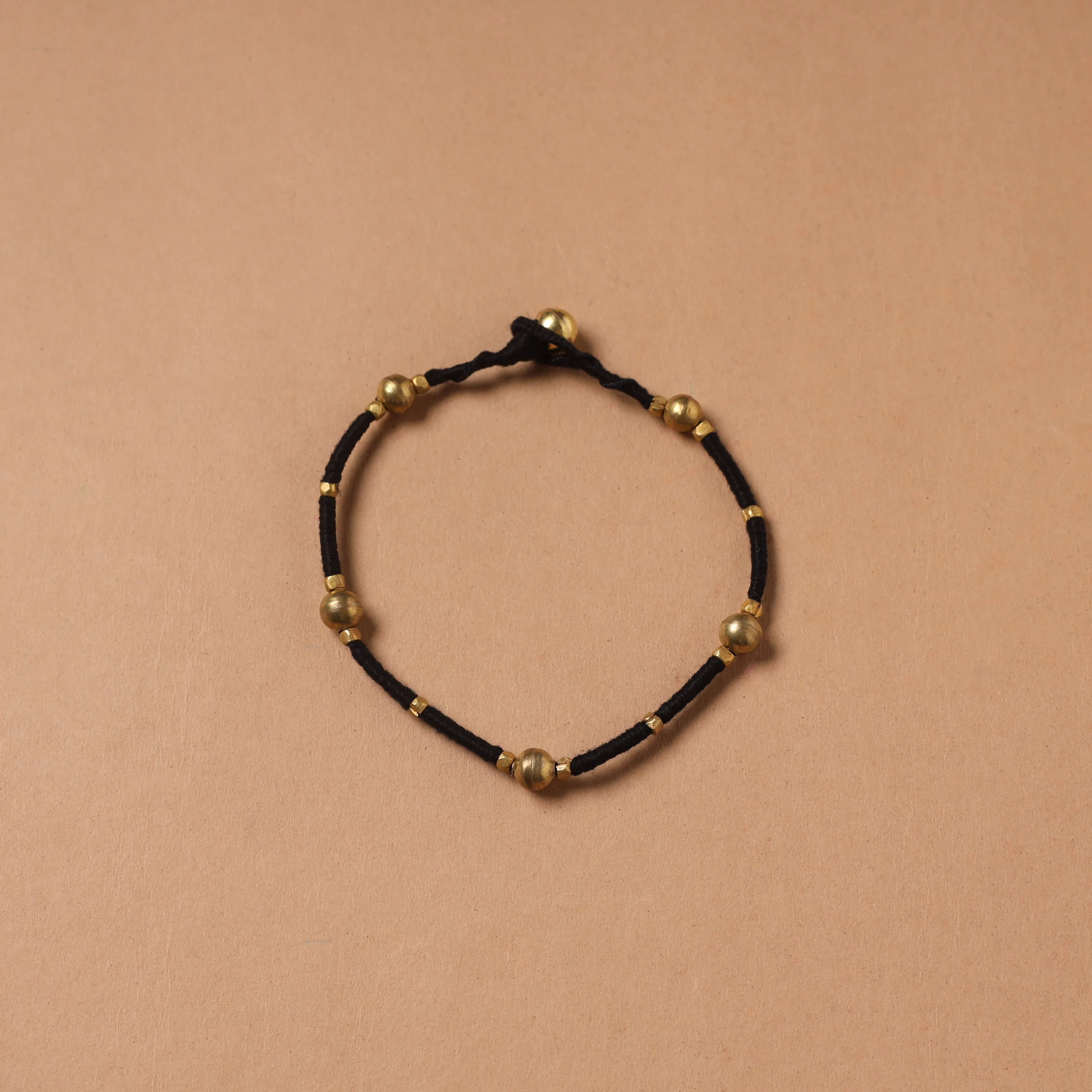 Black - Handcrafted Odisha Dokra Beads Threadwork Tribal Anklet 18 sold by Itokri