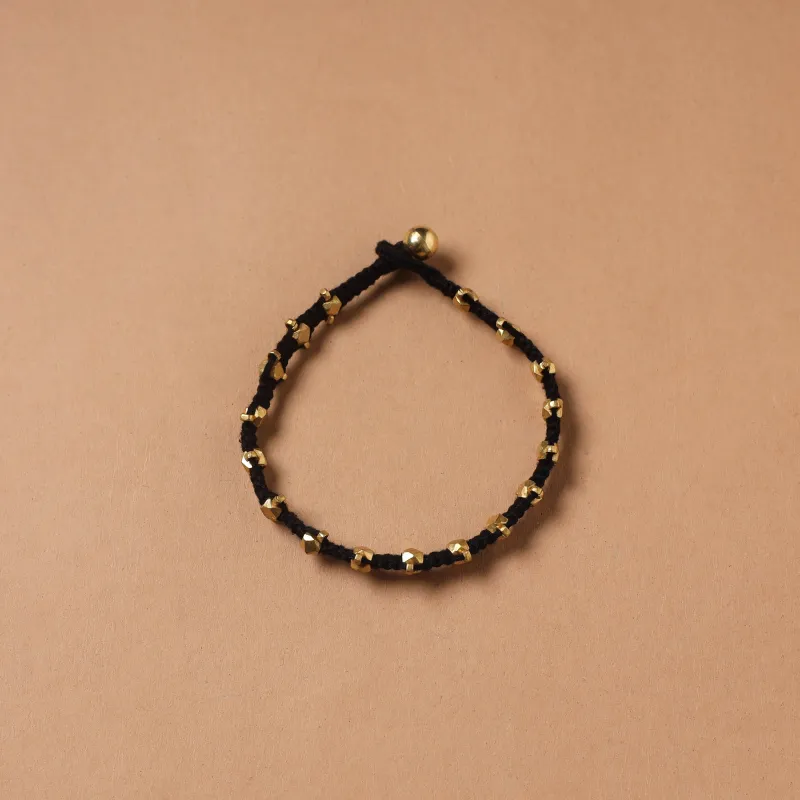 Black - Handcrafted Odisha Dokra Beads Threadwork Tribal Anklet 15 made by Itokri