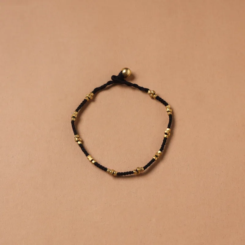 Black - Handcrafted Odisha Dokra Beads Threadwork Tribal Anklet 14 sold by Itokri
