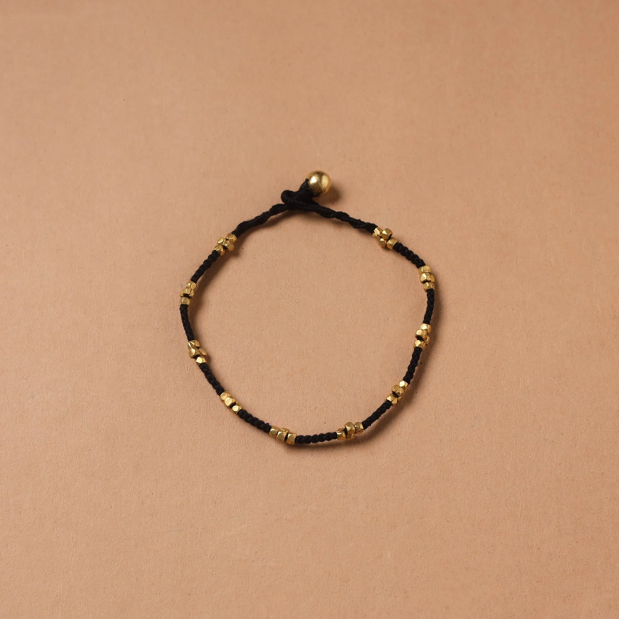 Black - Handcrafted Odisha Dokra Beads Threadwork Tribal Anklet 14 sold by Itokri