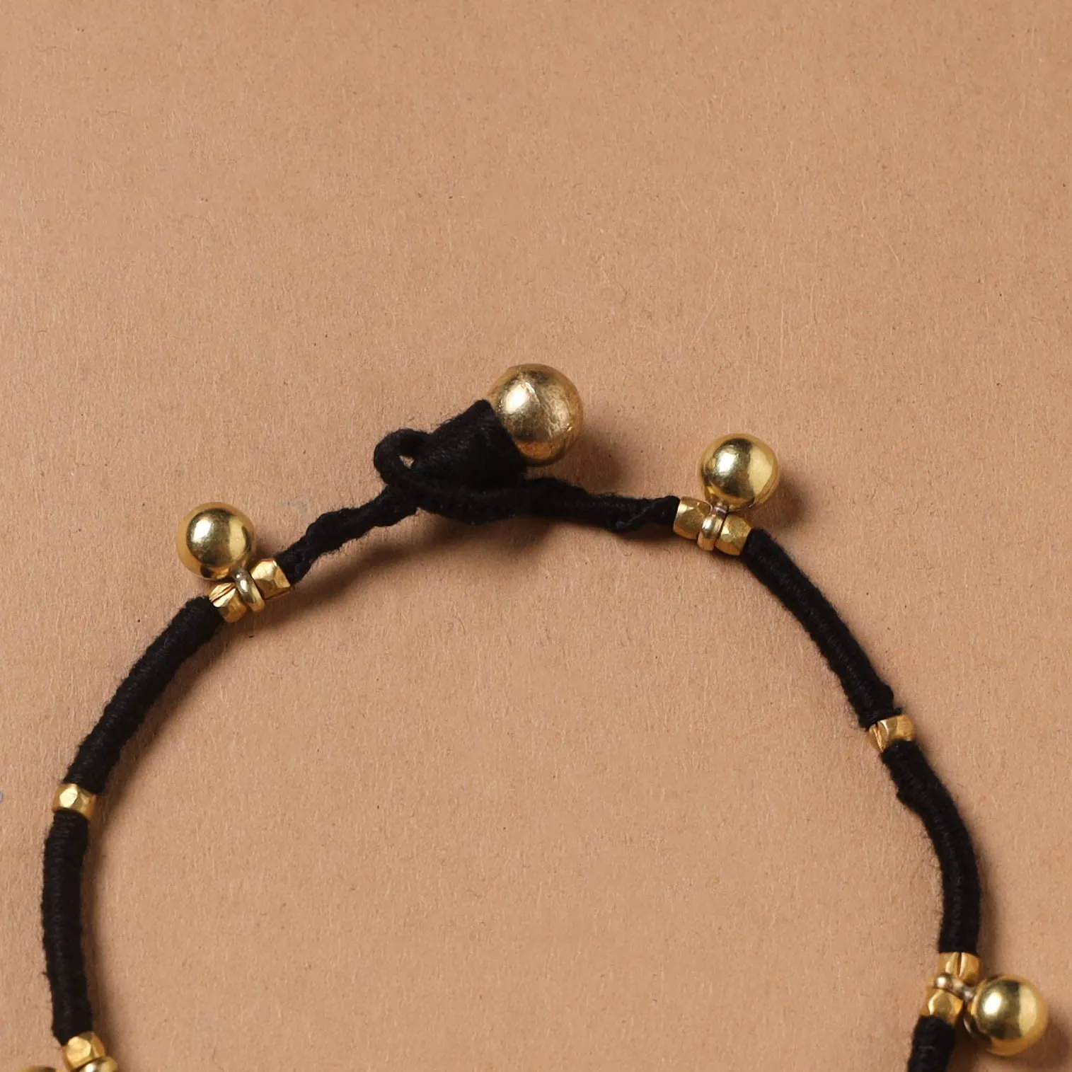 Black - Handcrafted Odisha Dokra Beads Threadwork Tribal Anklet 12 sold by Itokri product image thumbnail 2