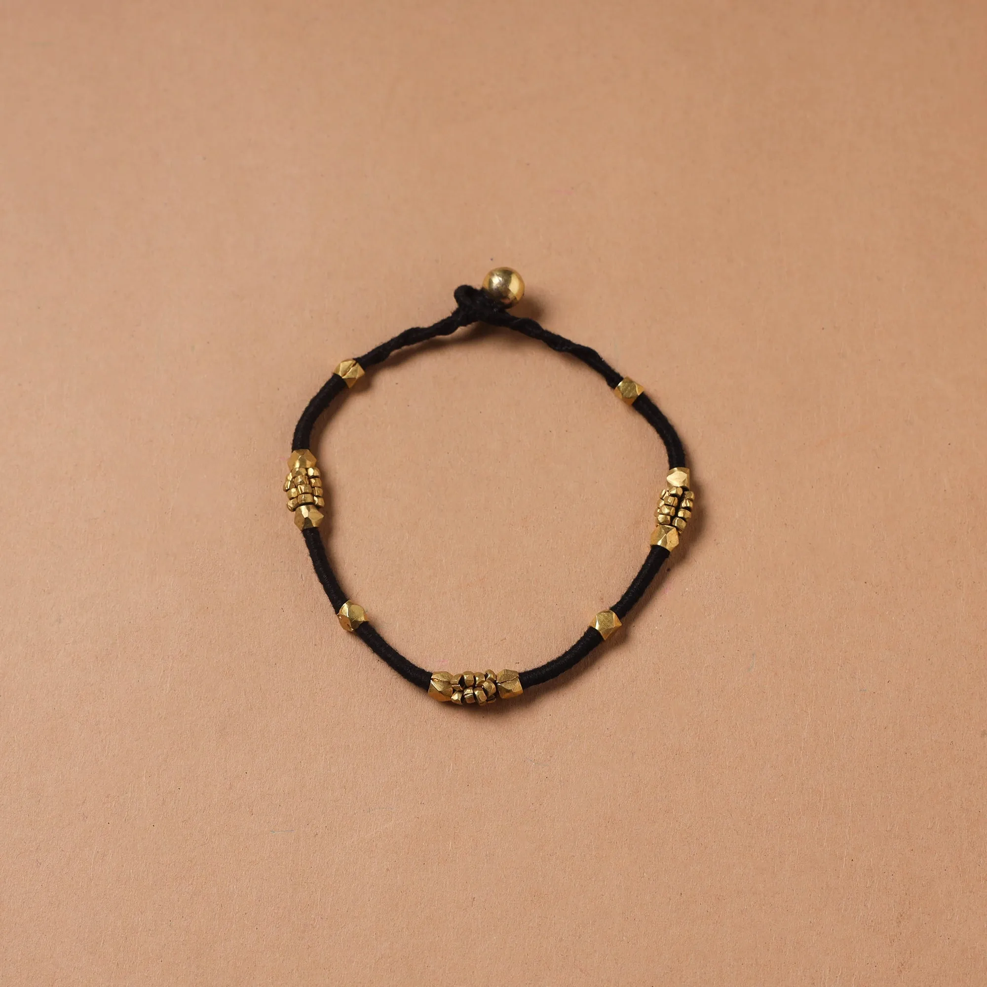 Black - Handcrafted Odisha Dokra Beads Threadwork Tribal Anklet 08 sold by Itokri