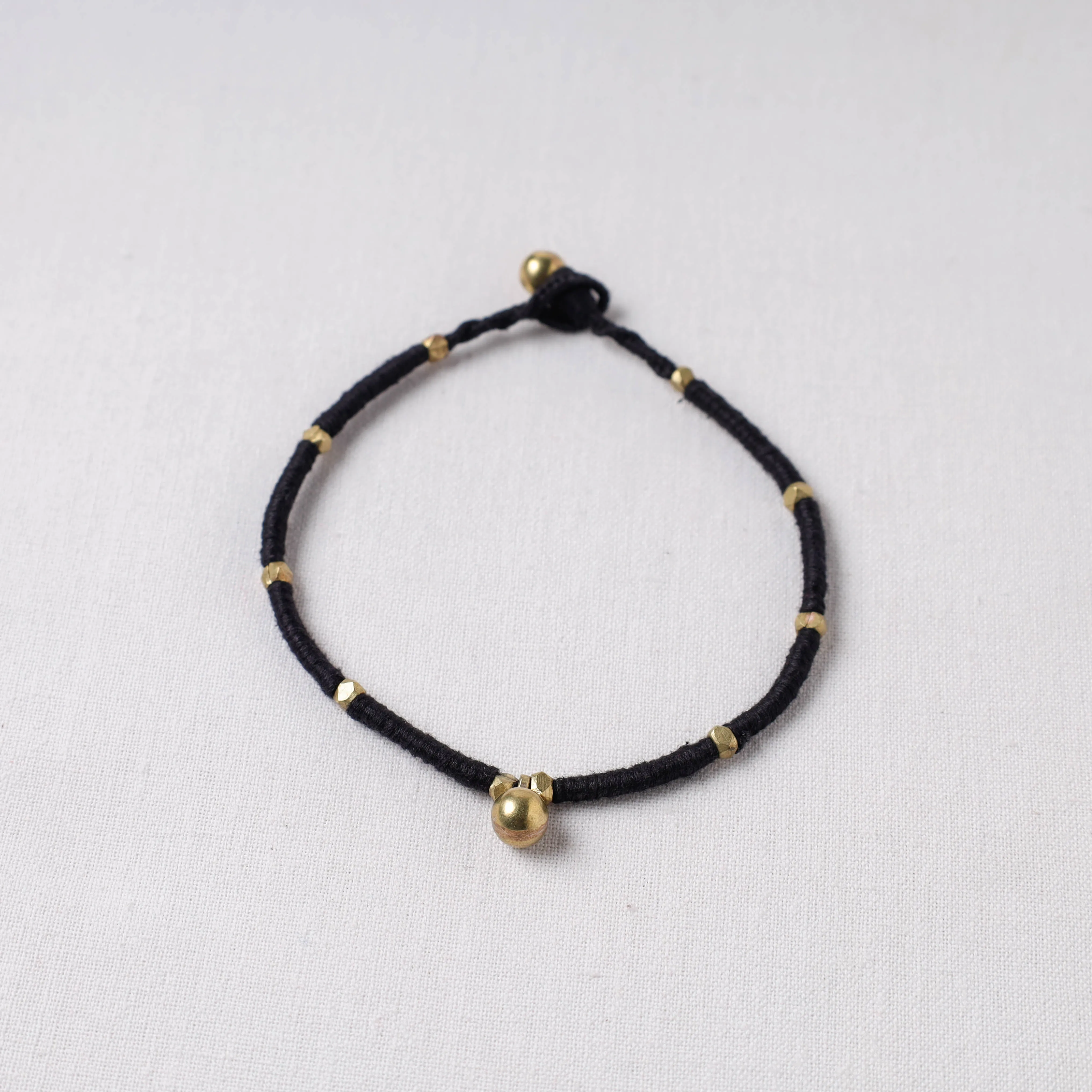 Black - Handcrafted Odisha Dokra Beads Threadwork Tribal Anklet 01 sold by Itokri product image thumbnail 2