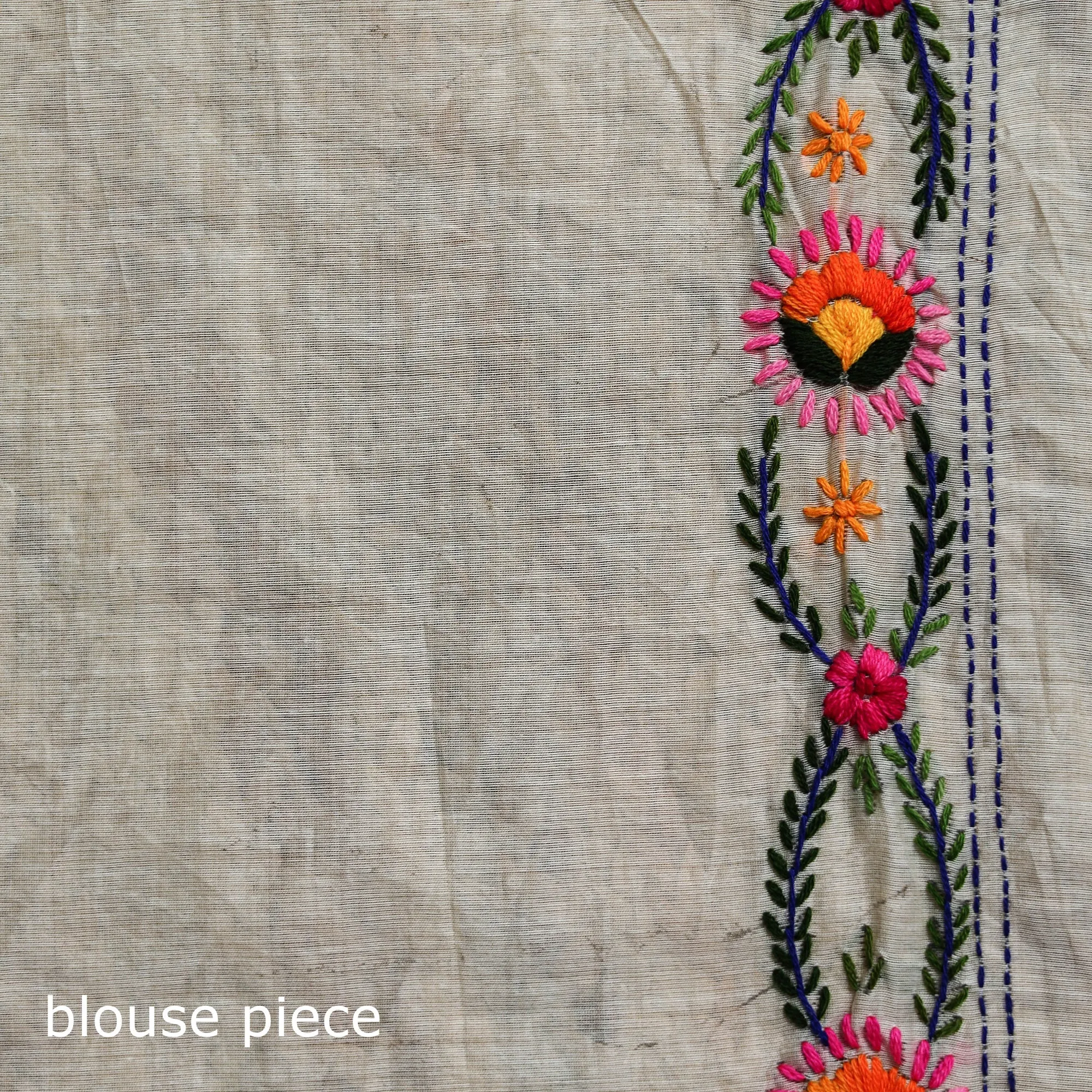 White - Bengal Silk Cotton Hand Embroidered Saree 41 sold by Itokri product image thumbnail 5