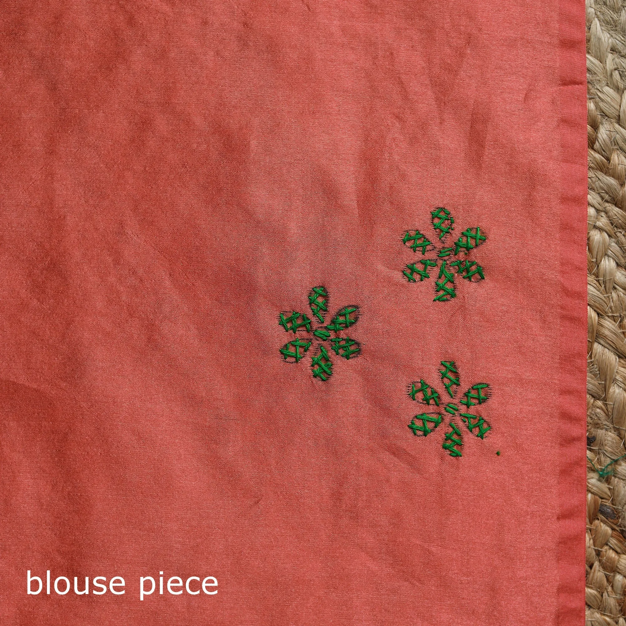 Peach - Bengal Hand Embroidered Silk Nakshi Kantha Saree 32 sold by Itokri product image thumbnail 5