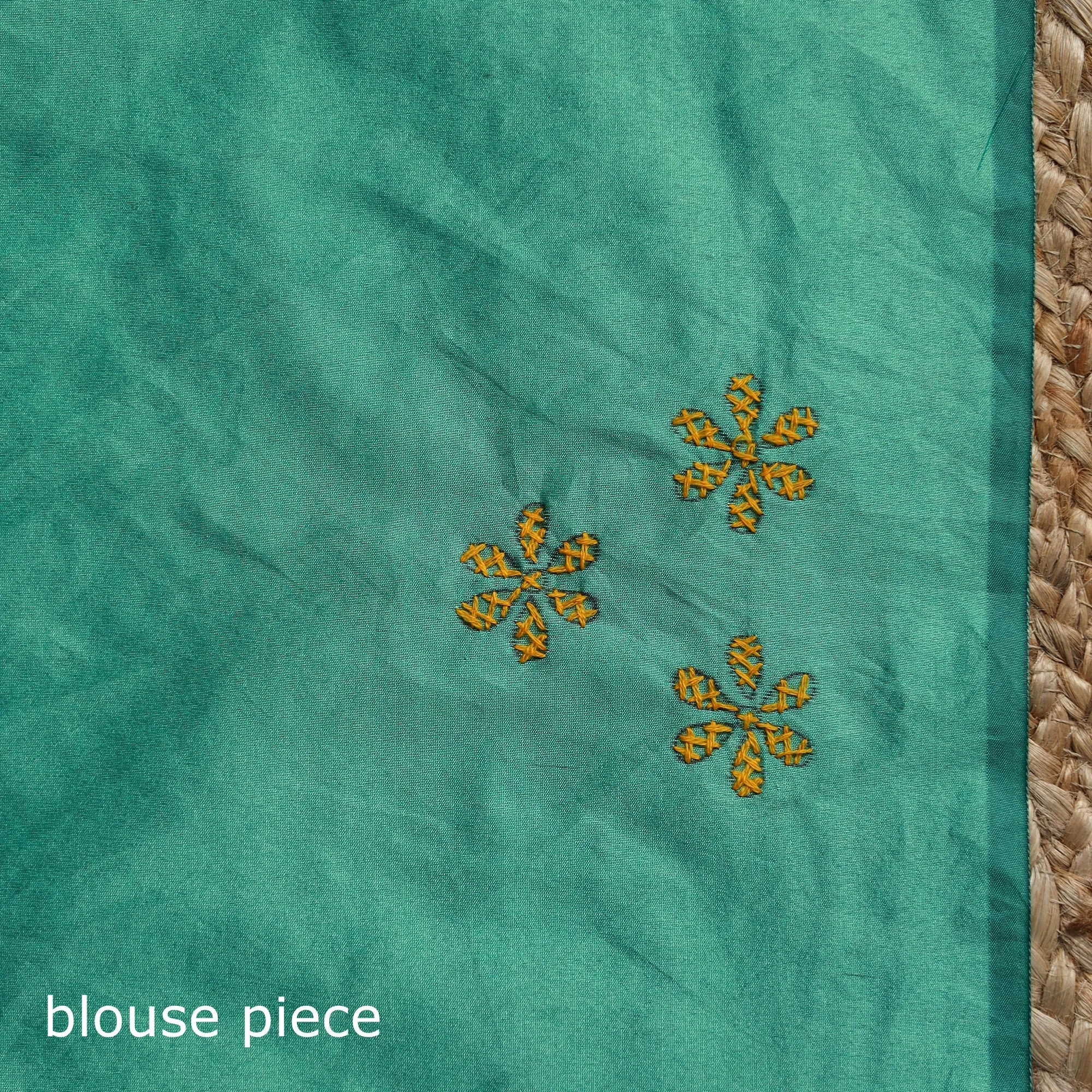 Green - Bengal Hand Embroidered Silk Nakshi Kantha Saree 31 sold by Itokri product image thumbnail 5