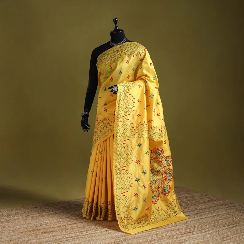 Bengal Hand Embroidered Silk Nakshi Kantha Saree 30 sold by Itokri