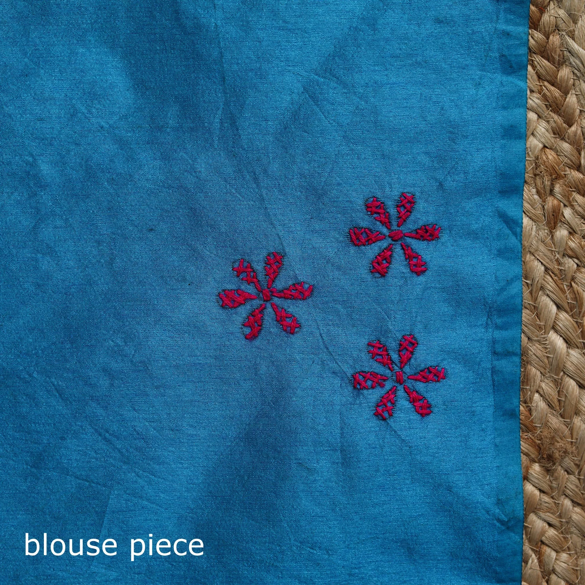 Blue - Bengal Hand Embroidered Silk Nakshi Kantha Saree 26 sold by Itokri product image thumbnail 5