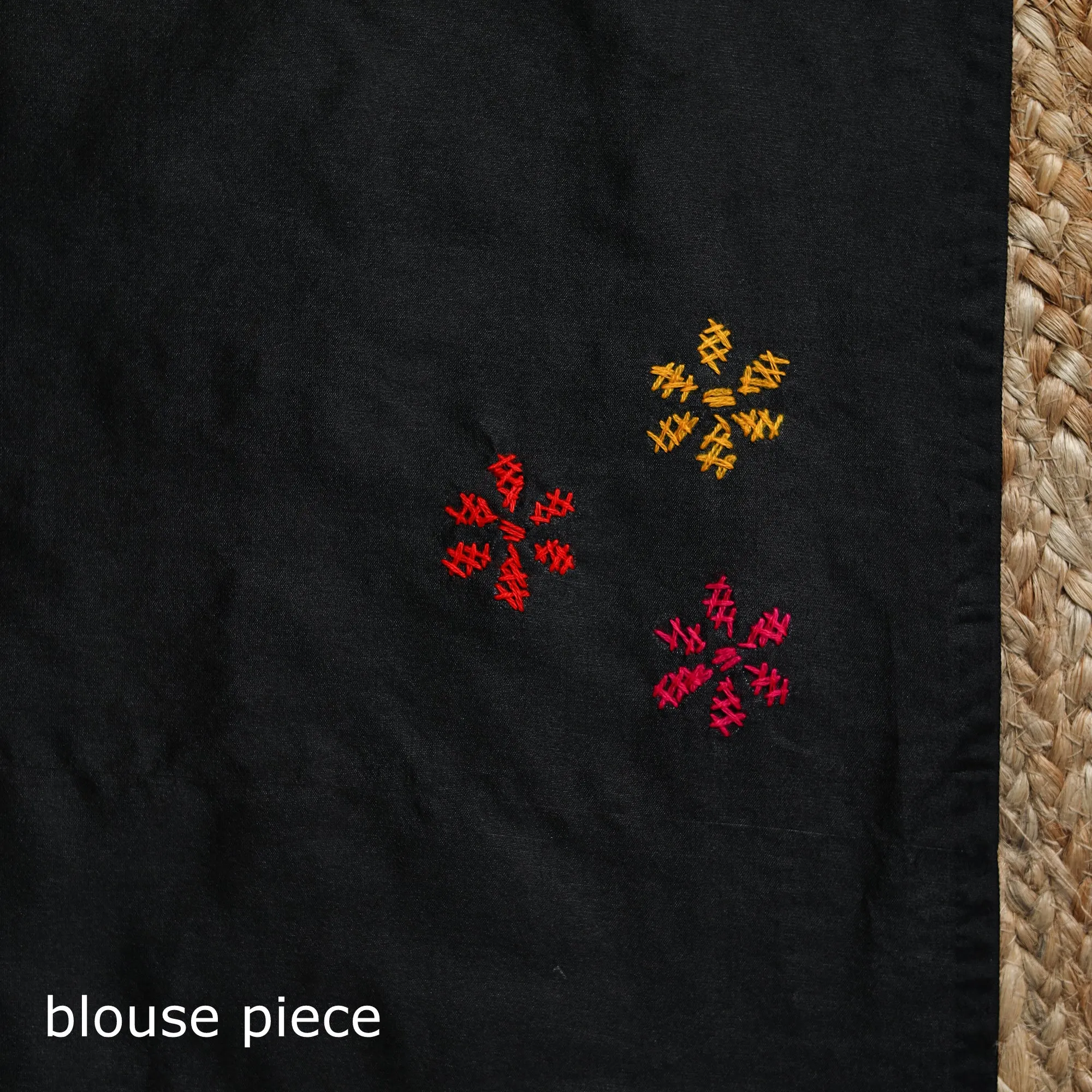 Black - Bengal Hand Embroidered Silk Nakshi Kantha Saree 22 sold by Itokri product image thumbnail 5