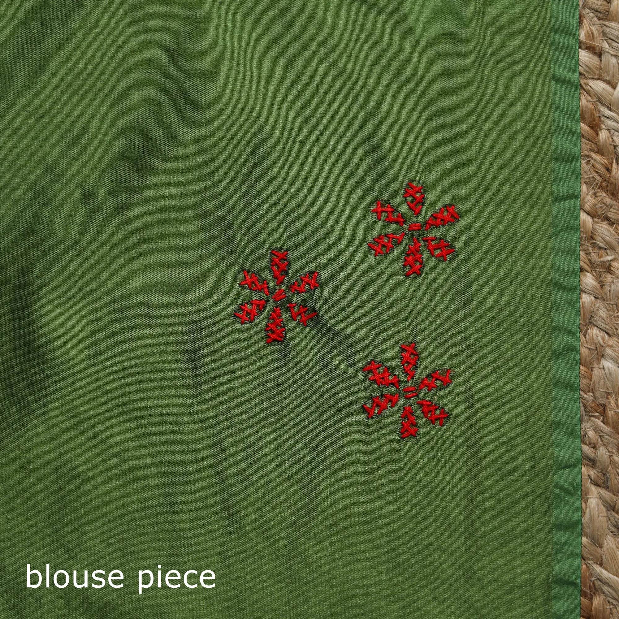 Green - Bengal Hand Embroidered Silk Nakshi Kantha Saree 20 sold by Itokri product image thumbnail 5