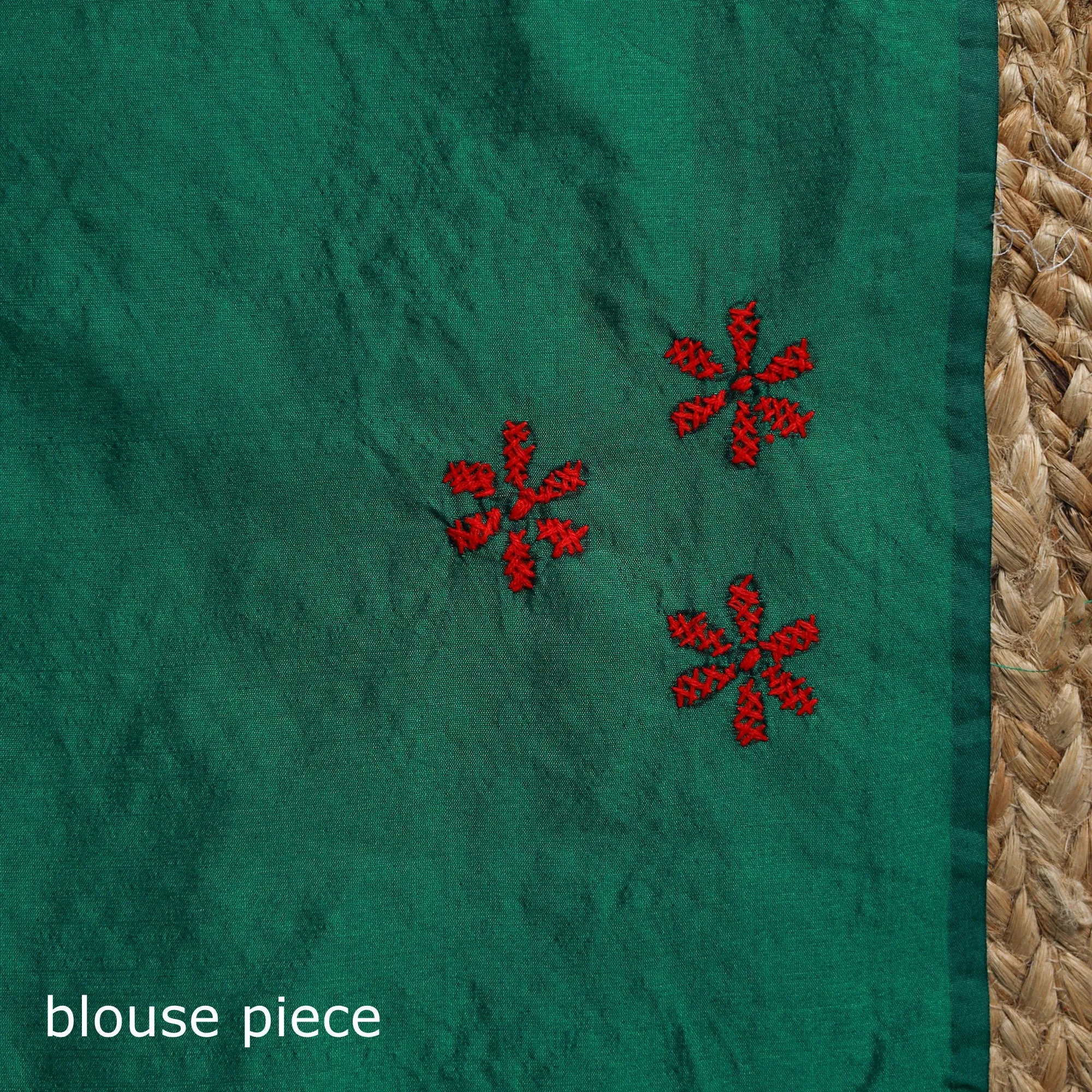 Green - Bengal Hand Embroidered Silk Nakshi Kantha Saree 12 sold by Itokri product image thumbnail 5