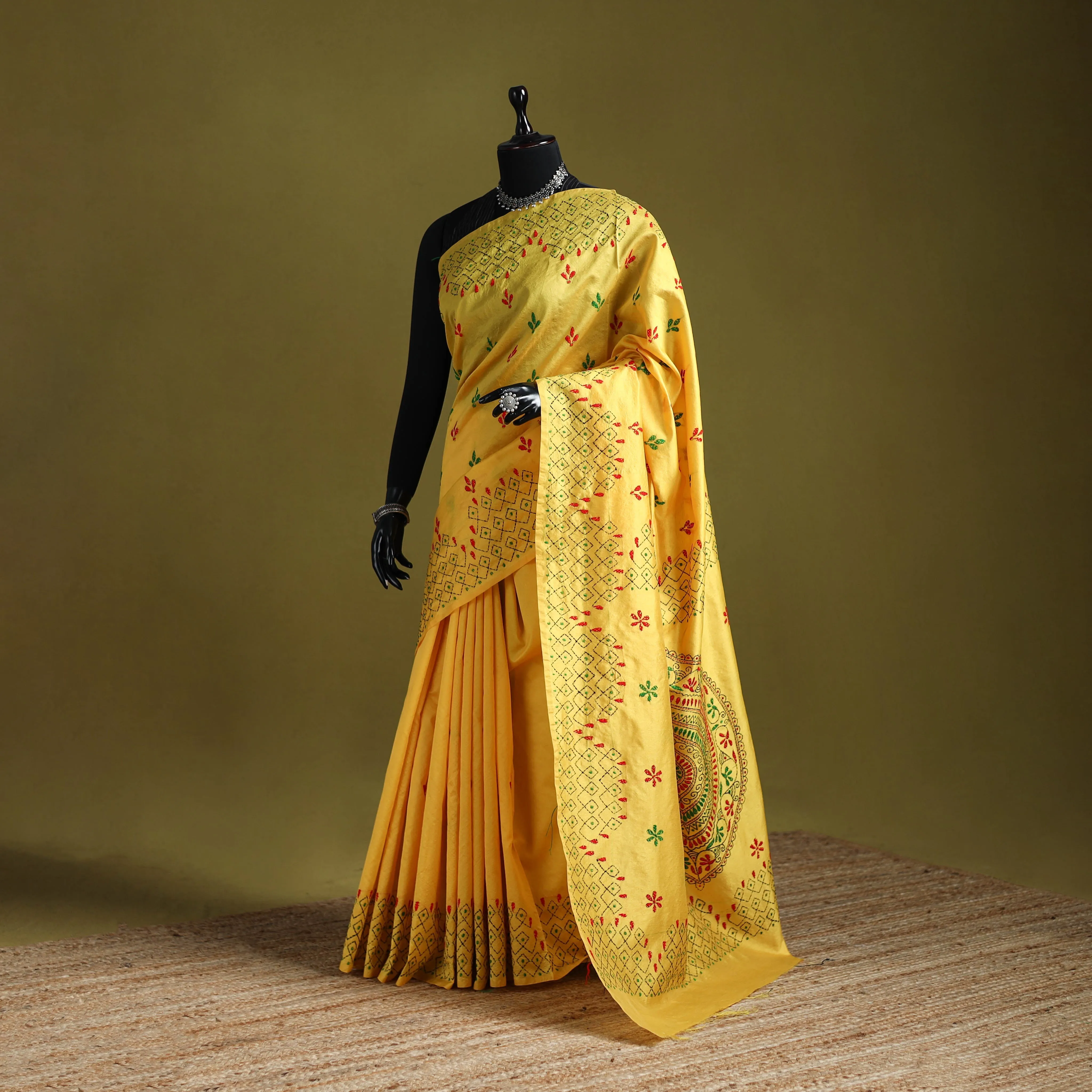 Bengal Hand Embroidered Silk Nakshi Kantha Saree 10 sold by Itokri