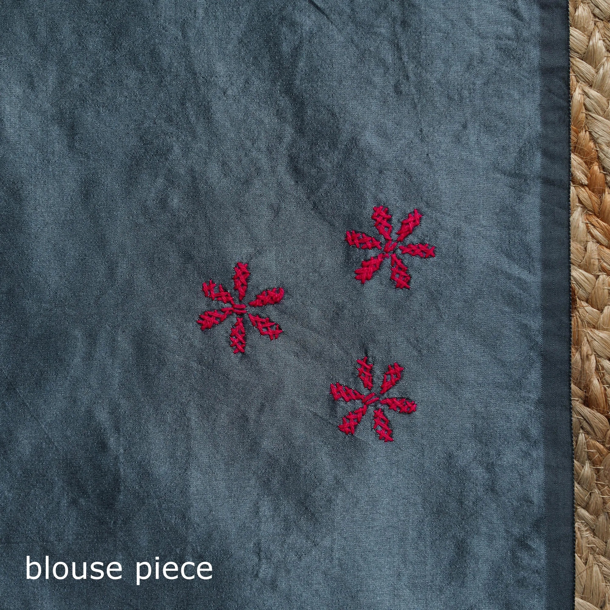 Grey - Bengal Hand Embroidered Silk Nakshi Kantha Saree 08 sold by Itokri product image thumbnail 5