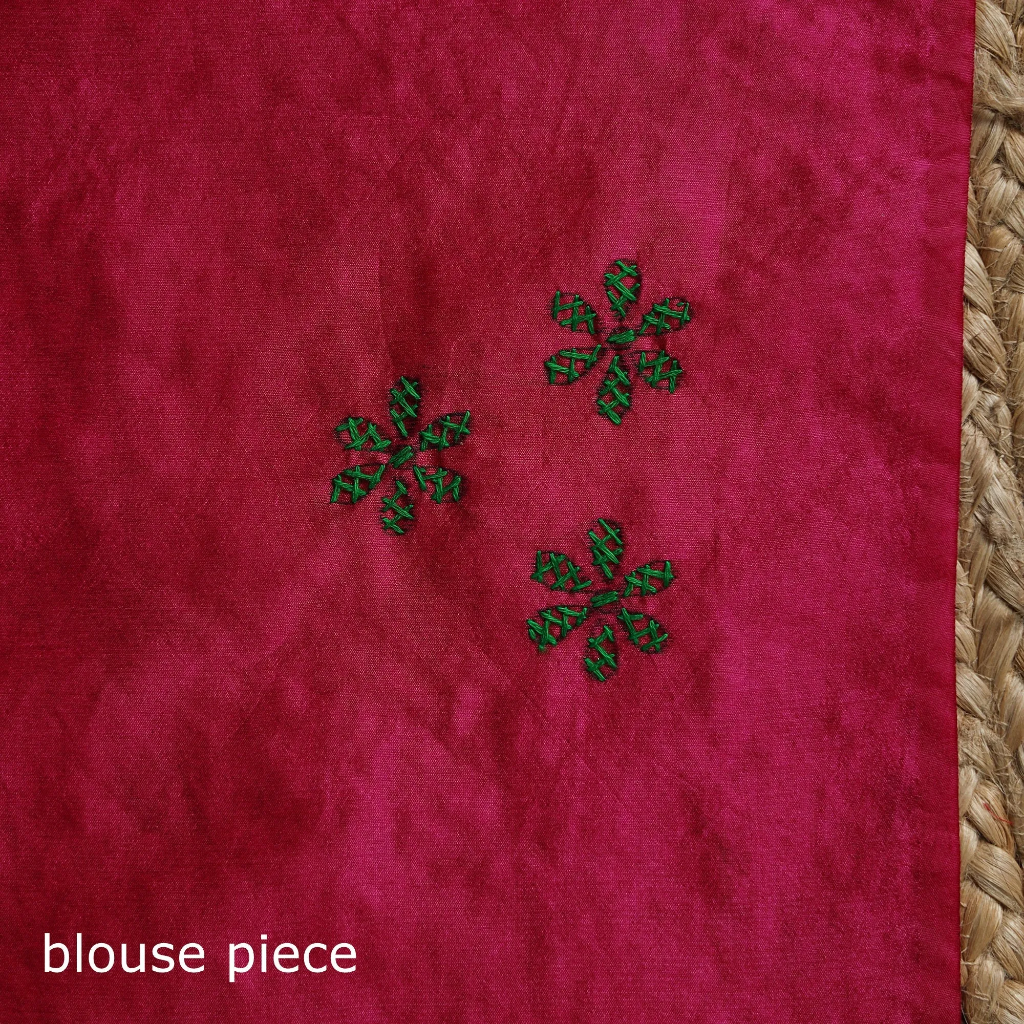 Pink - Bengal Hand Embroidered Silk Nakshi Kantha Saree 03 sold by Itokri product image thumbnail 5