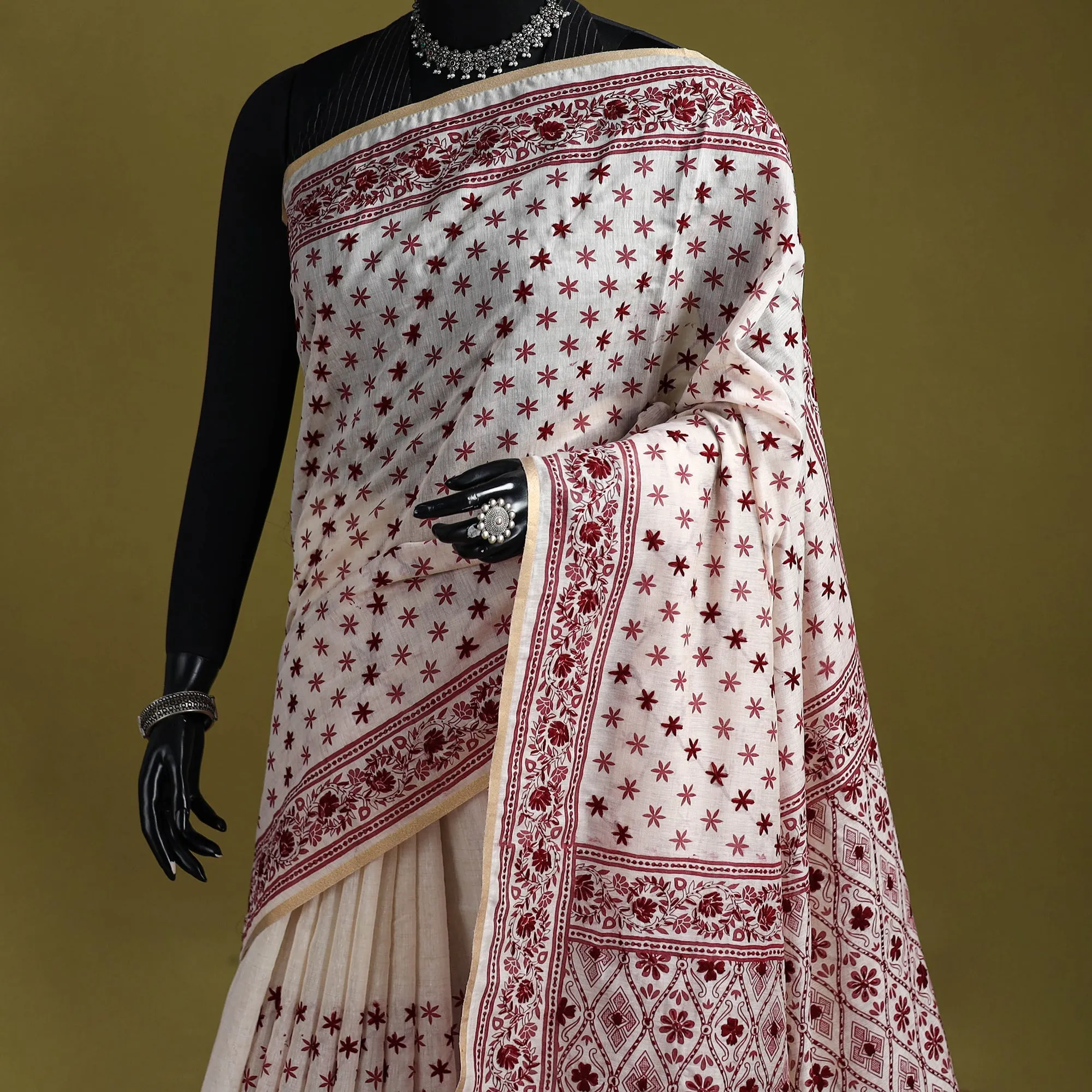 Bengal Hand Embroidery Silk Cotton Chapa Work Kantha Saree 36 sold by Itokri product image thumbnail 2