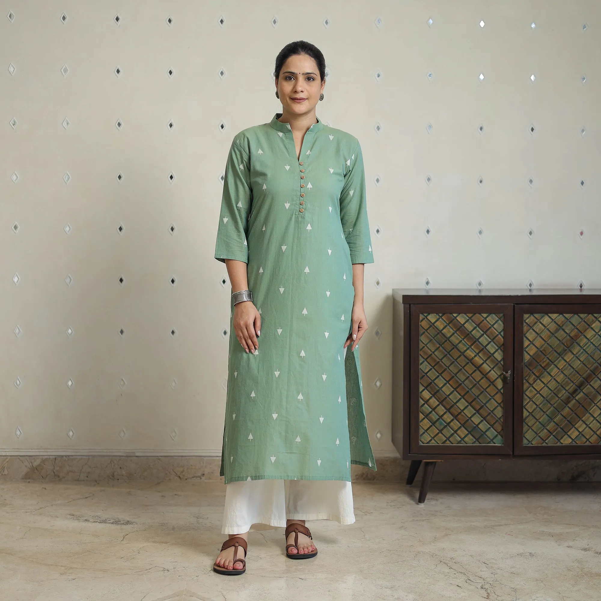 Green - Jacquard Cotton Straight Kurta 13 sold by Itokri product image thumbnail 2