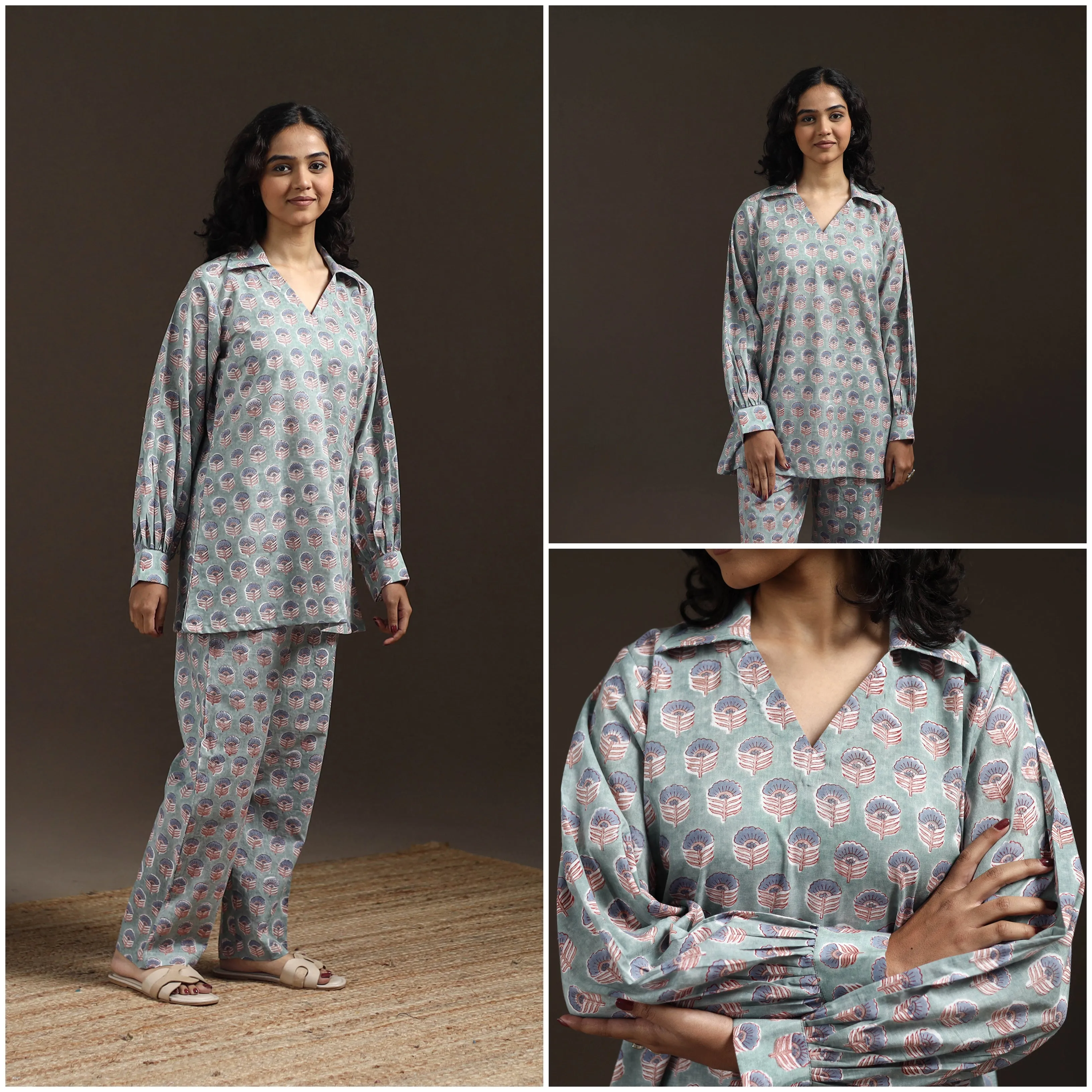 Floral Block Print Cotton Sanganeri Co-Ord Set 17 sold by Itokri product image thumbnail 3