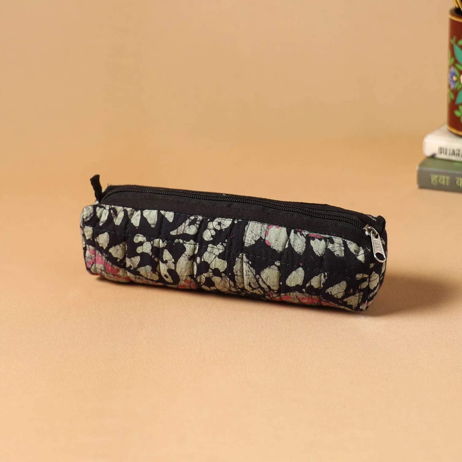 Black - Handcrafted Quilted Pencil Pouch 33 sold by Itokri product image thumbnail 2