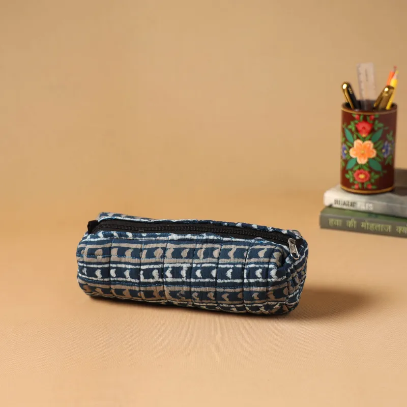 Blue - Handcrafted Quilted Pencil Pouch 27 sold by Itokri