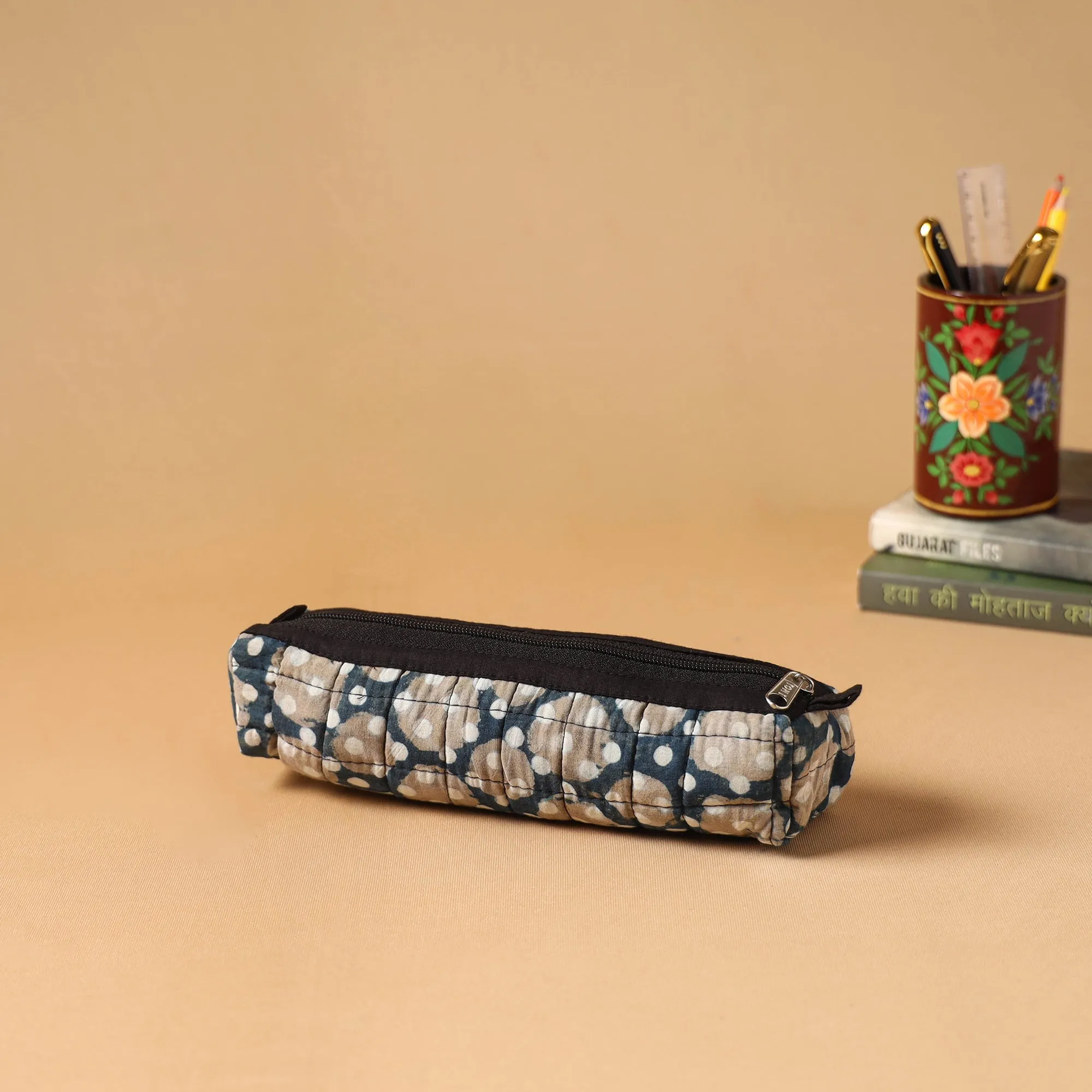 Blue - Handcrafted Quilted Pencil Pouch 24 sold by Itokri