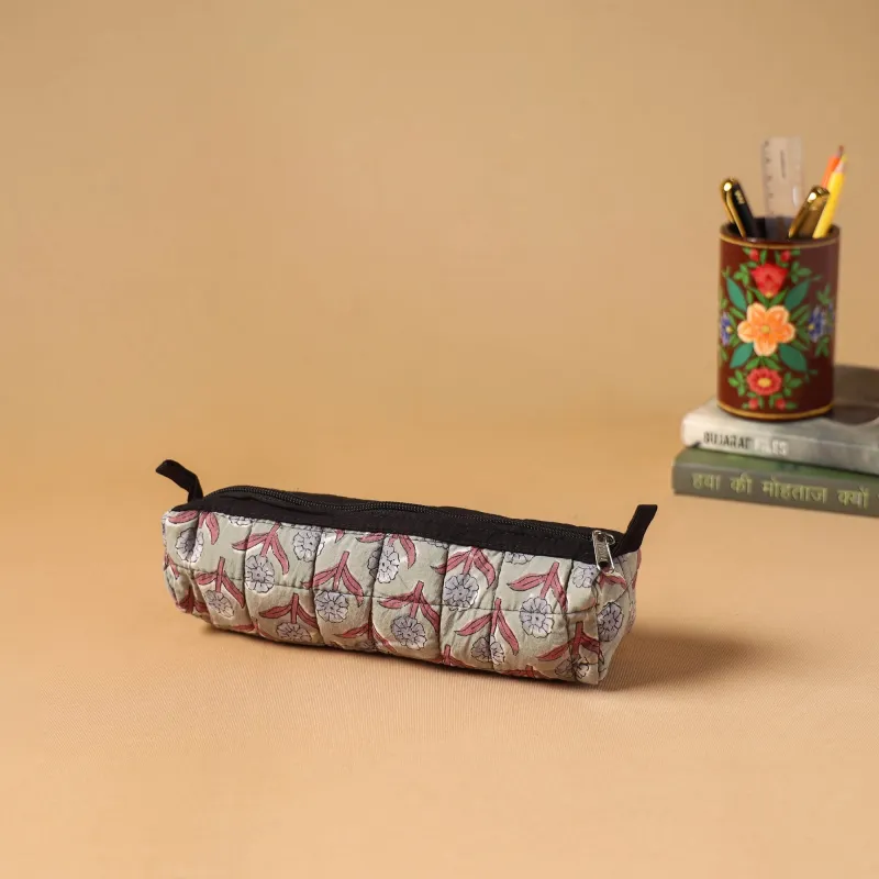 Green - Handcrafted Quilted Pencil Pouch 17 sold by Itokri