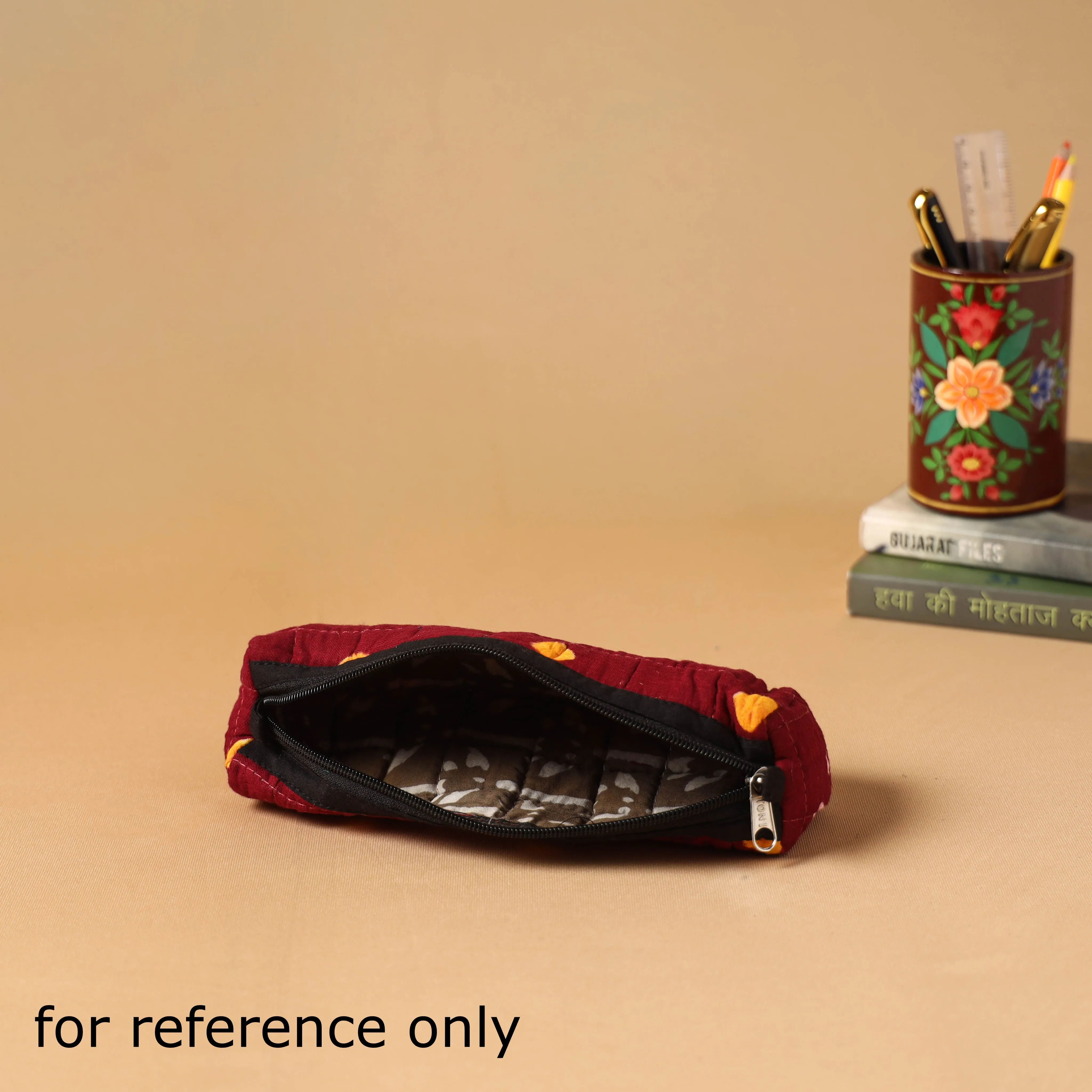 Green - Handcrafted Quilted Pencil Pouch 17 sold by Itokri product image thumbnail 3