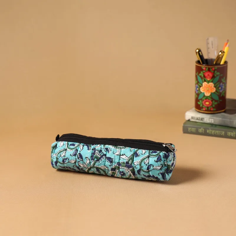 Blue - Handcrafted Quilted Pencil Pouch 16 made by Itokri