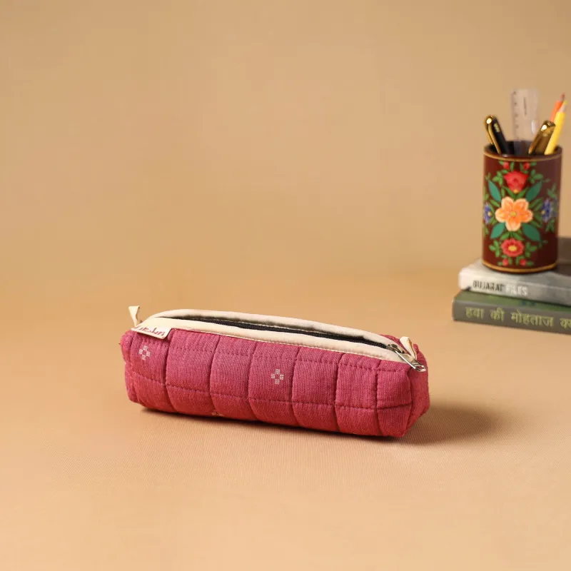 Pink - Handcrafted Quilted Pencil Pouch 10 made by Itokri