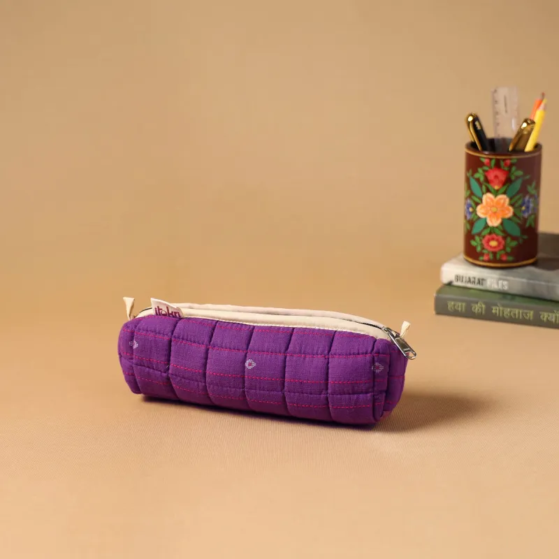 Purple - Handcrafted Quilted Pencil Pouch 02 made by Itokri
