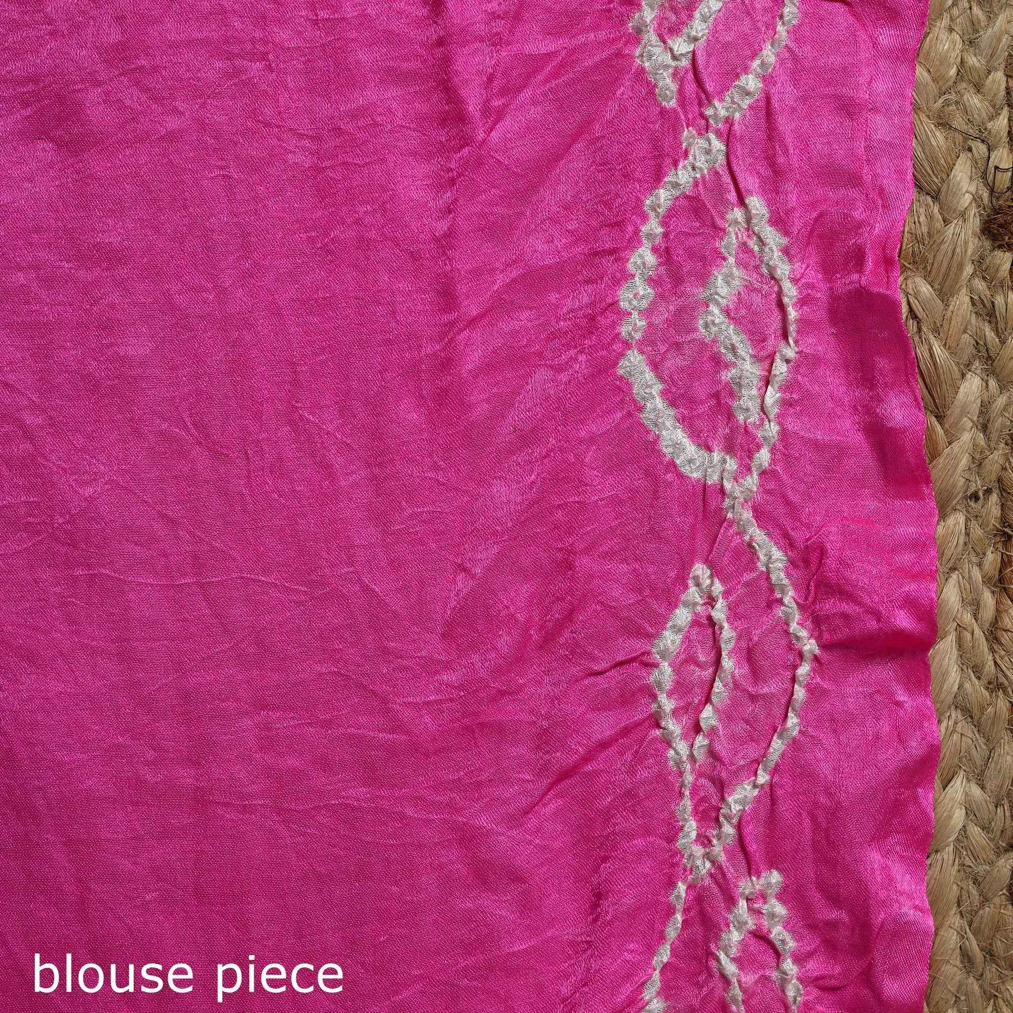 Pink - Kutch Tie-Dye Gajji Silk Bandhani Saree with Blouse Piece 13 sold by Itokri product image thumbnail 5