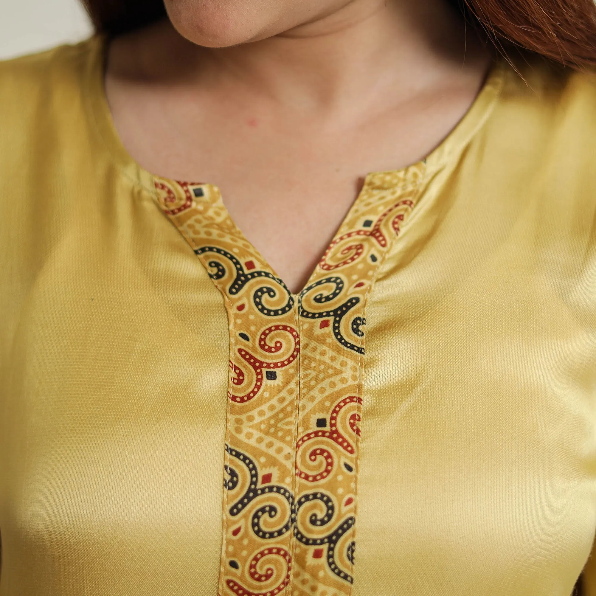 Beige - Modal Silk Plain Long Straight Kurta 34 sold by Itokri product image thumbnail 5