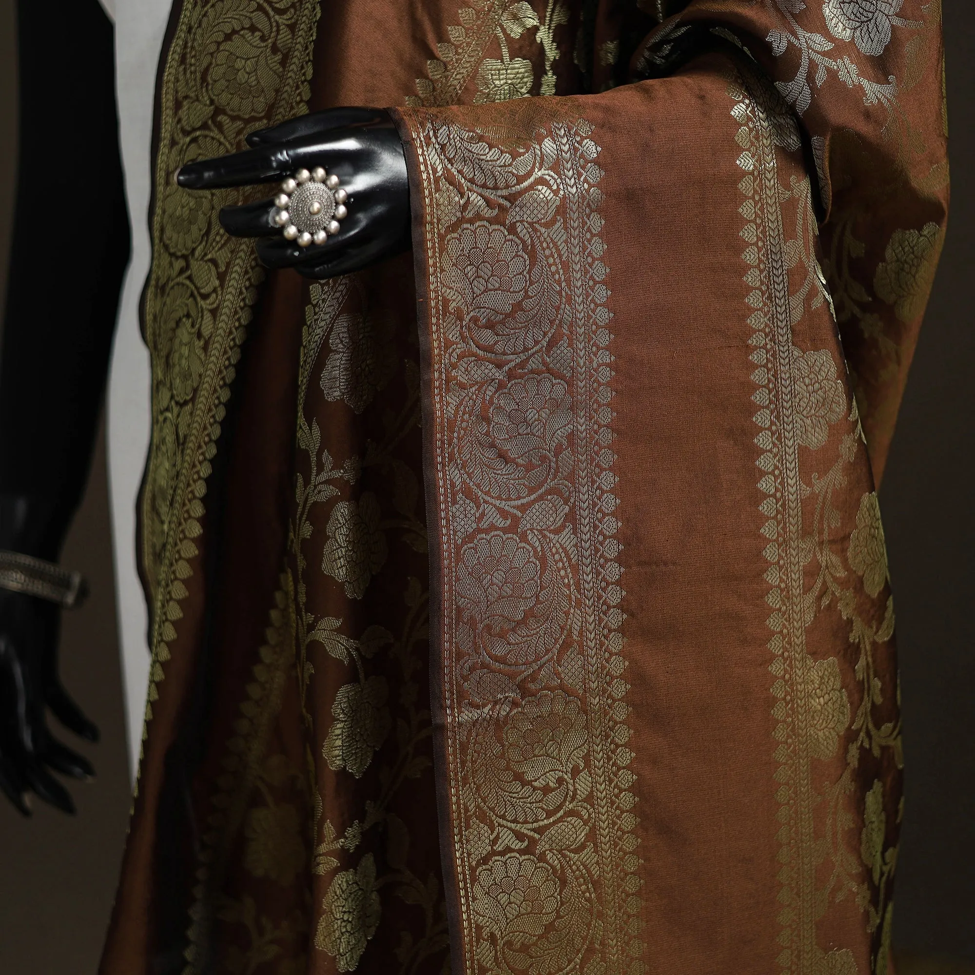 Brown - Zari Work Banarasi Silk Dupatta 16 sold by Itokri product image thumbnail 3