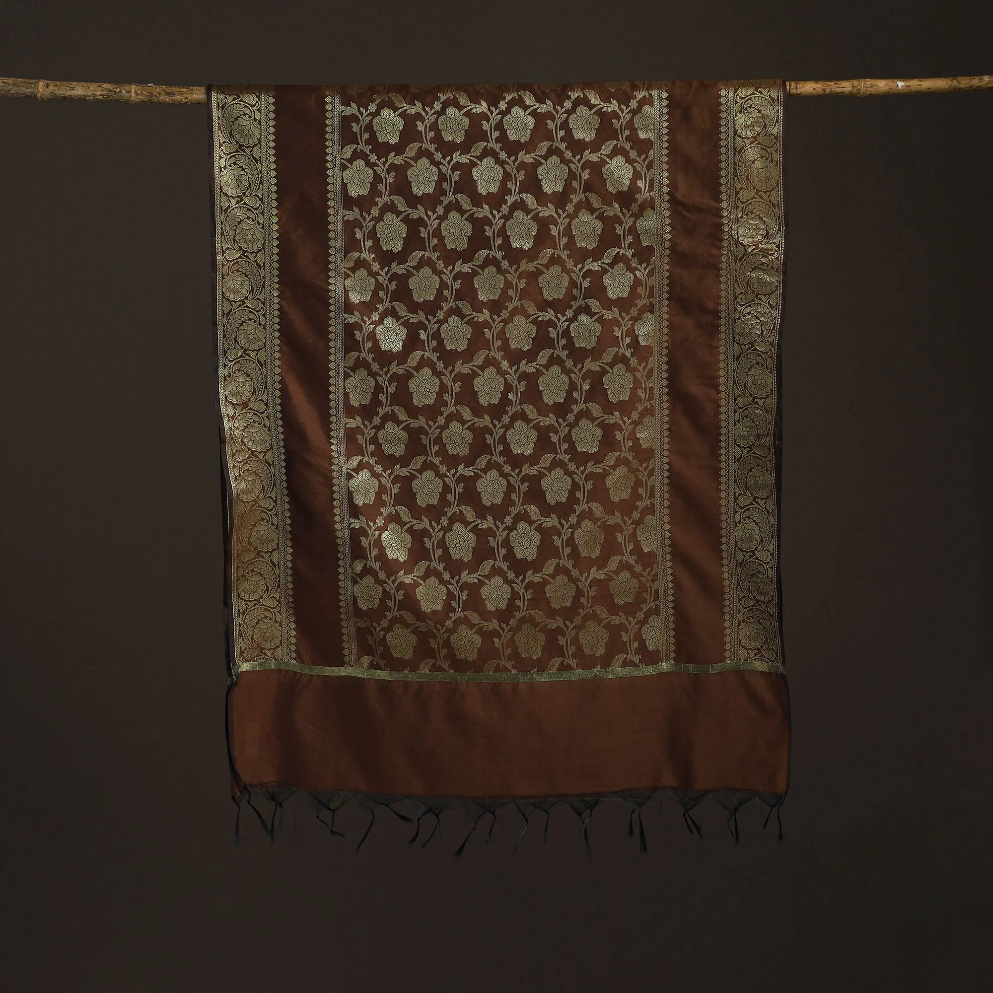 Brown - Zari Work Banarasi Silk Dupatta 16 sold by Itokri product image thumbnail 5