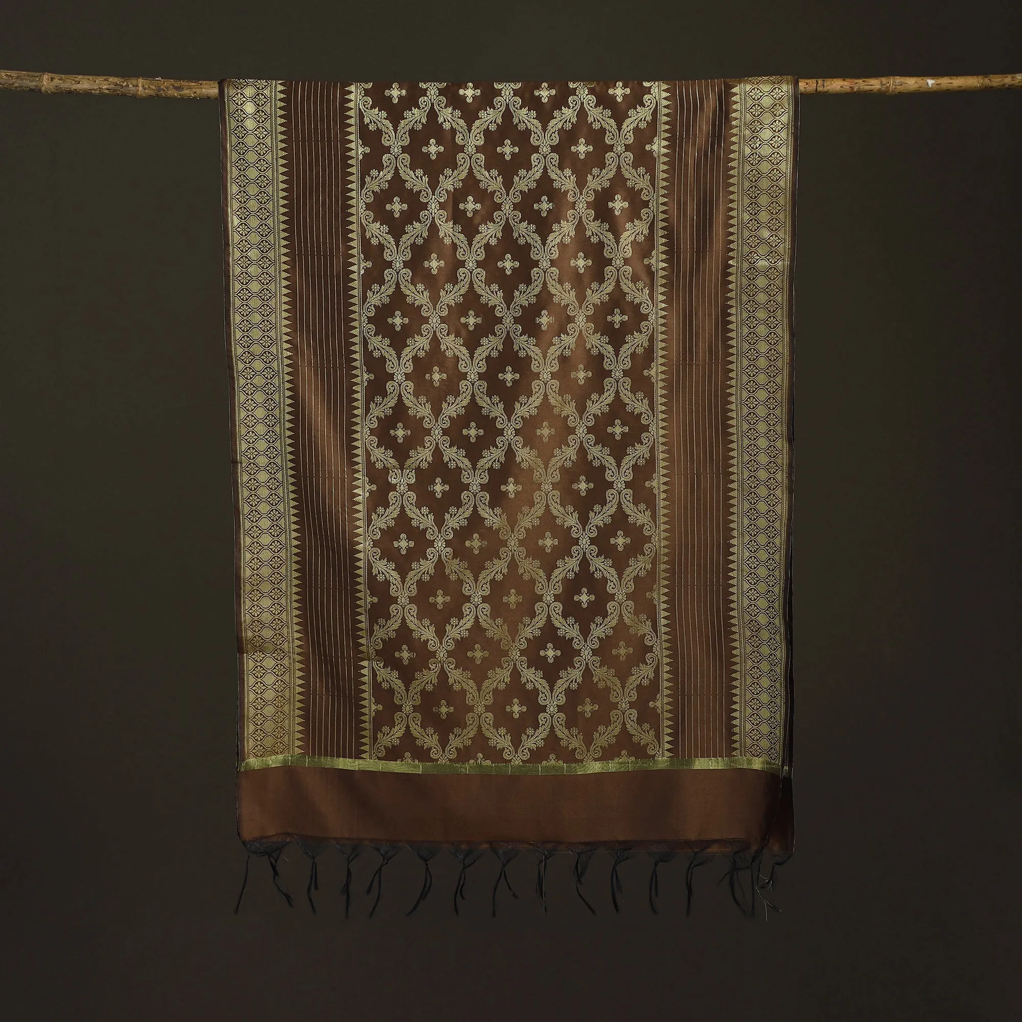 Brown - Zari Work Banarasi Silk Dupatta 05 sold by Itokri product image thumbnail 5