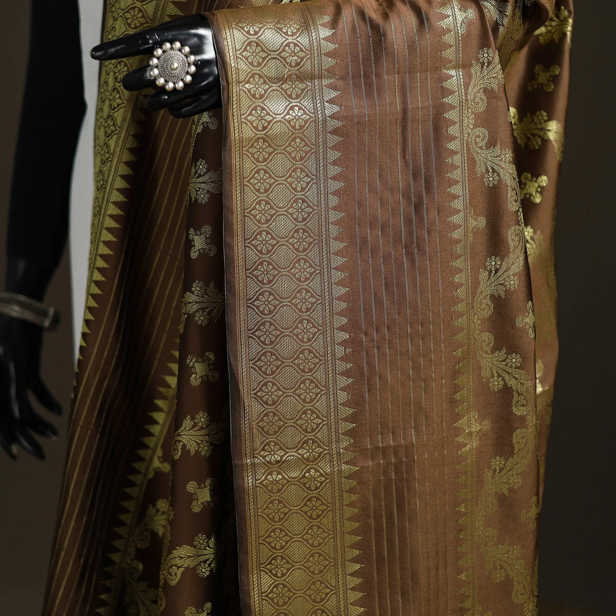 Brown - Zari Work Banarasi Silk Dupatta 05 sold by Itokri product image thumbnail 3