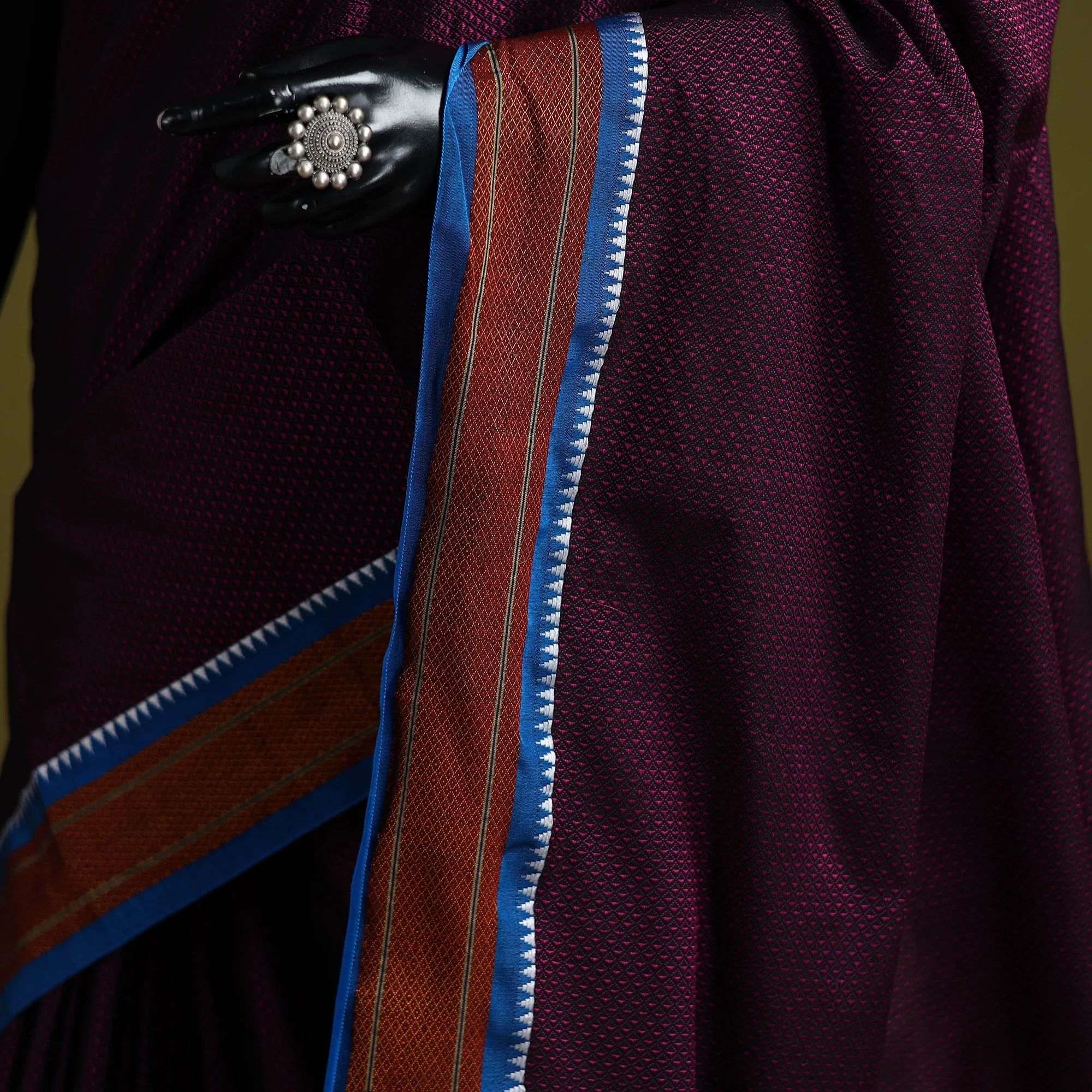 Purple - Silk Cotton Khun Saree with Ilkal Pallu Chikki Paras Border 36 sold by Itokri product image thumbnail 3