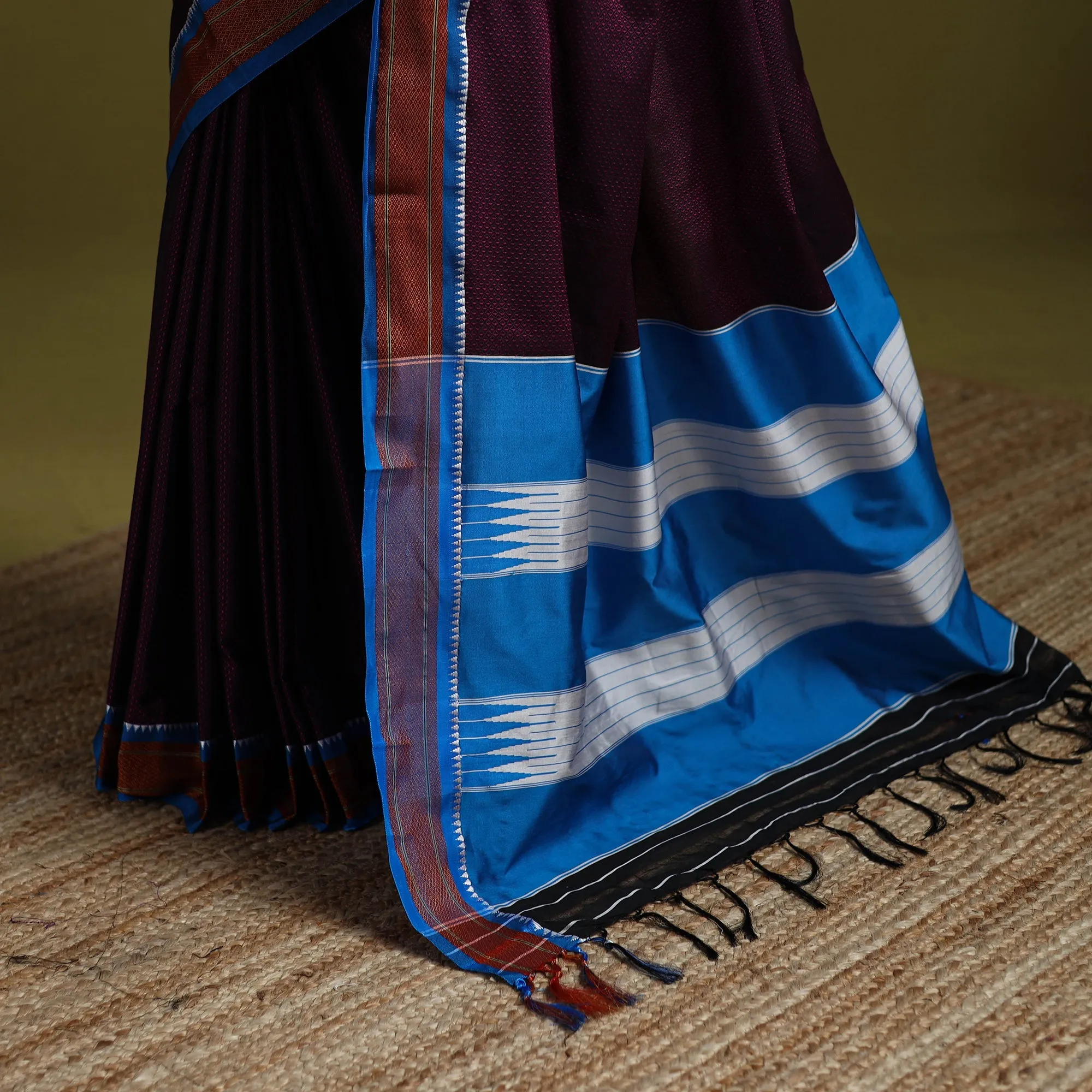 Purple - Silk Cotton Khun Saree with Ilkal Pallu Chikki Paras Border 36 sold by Itokri product image thumbnail 4