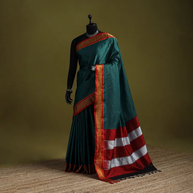 Silk Cotton Khun Saree with Ilkal Pallu Chikki Paras Border 28 sold by Itokri