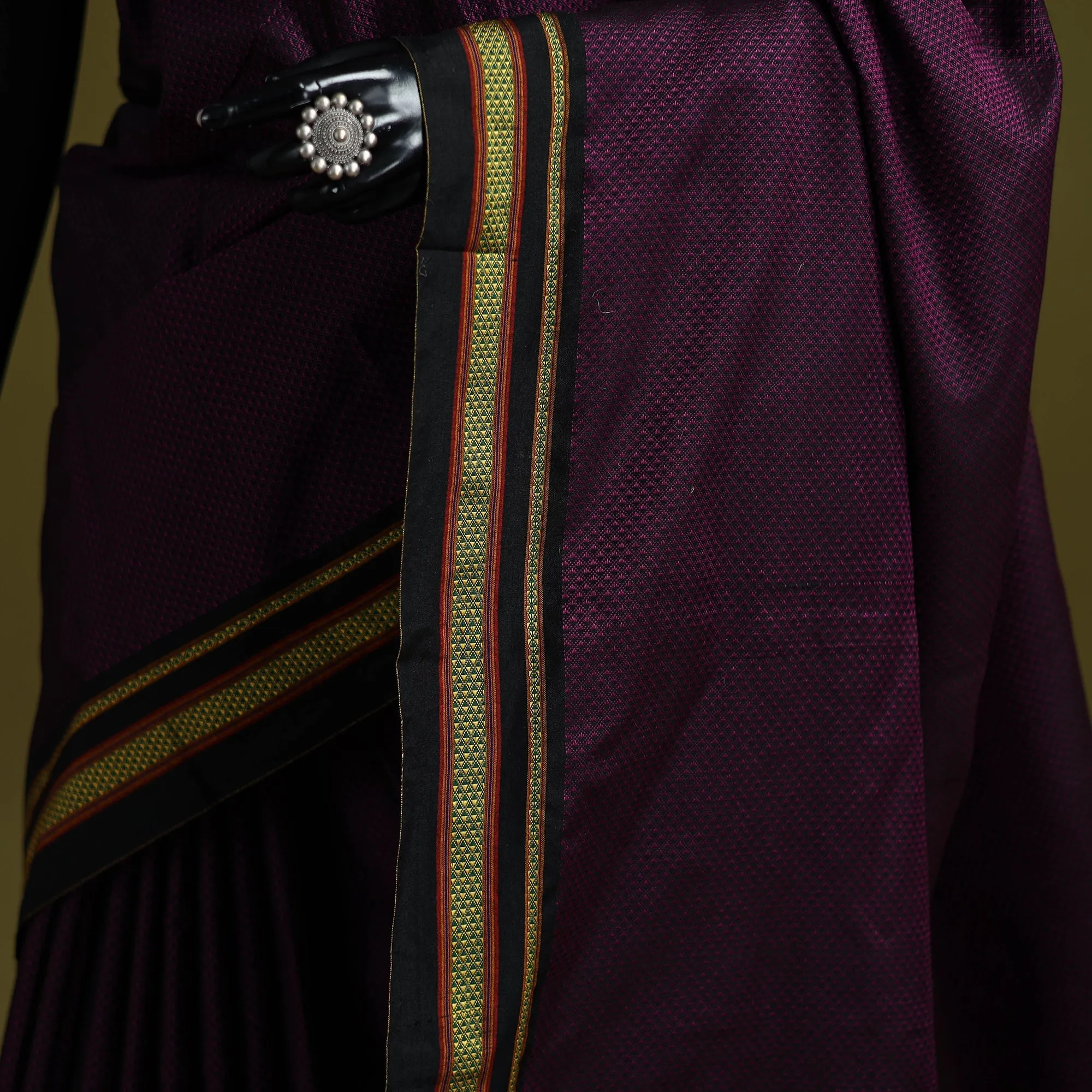 Purple - Silk Cotton Khun Saree with Ilkal Pallu Chikki Paras Border 27 sold by Itokri product image thumbnail 3