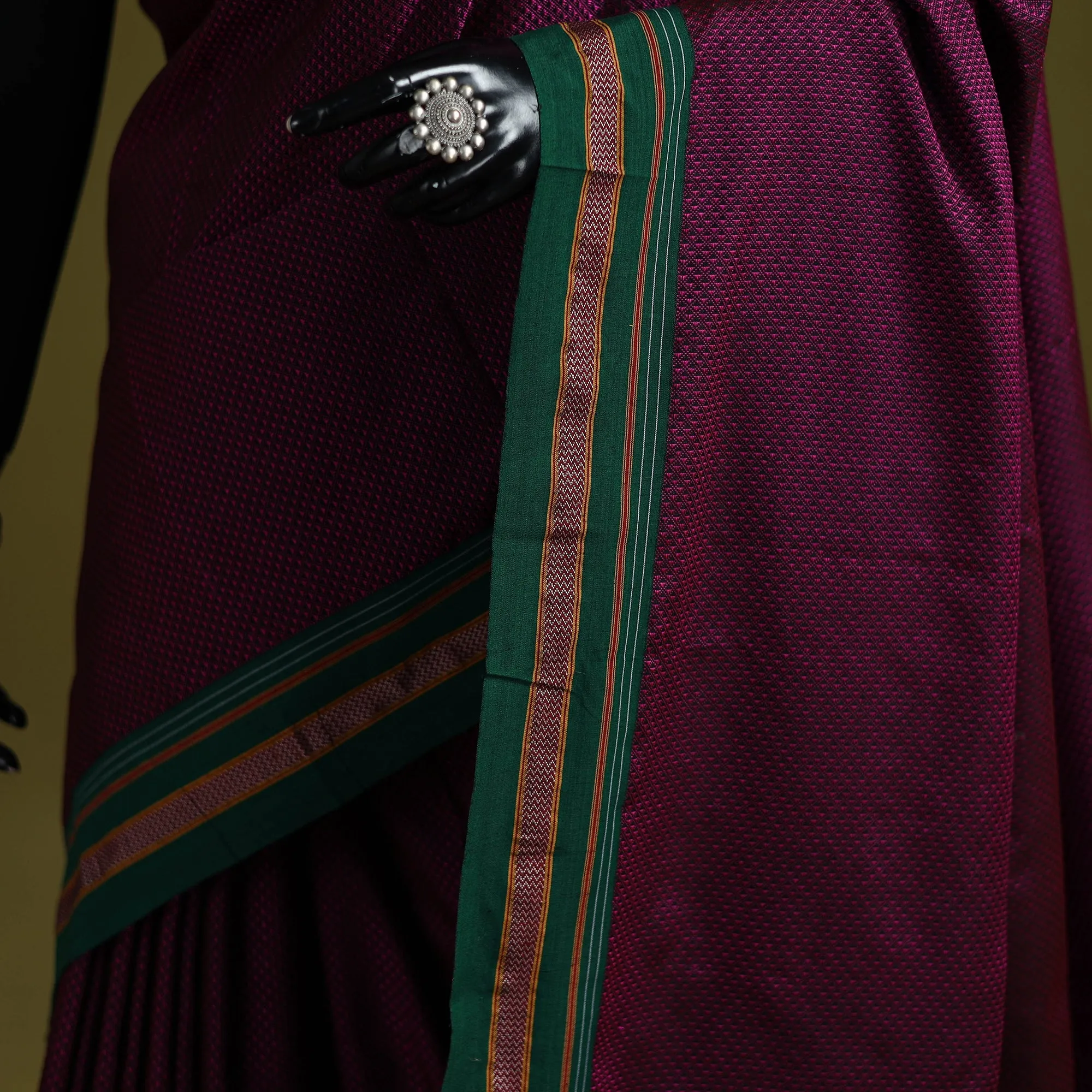 Purple - Silk Cotton Khun Saree with Ilkal Pallu Chikki Paras Border 21 sold by Itokri product image thumbnail 3