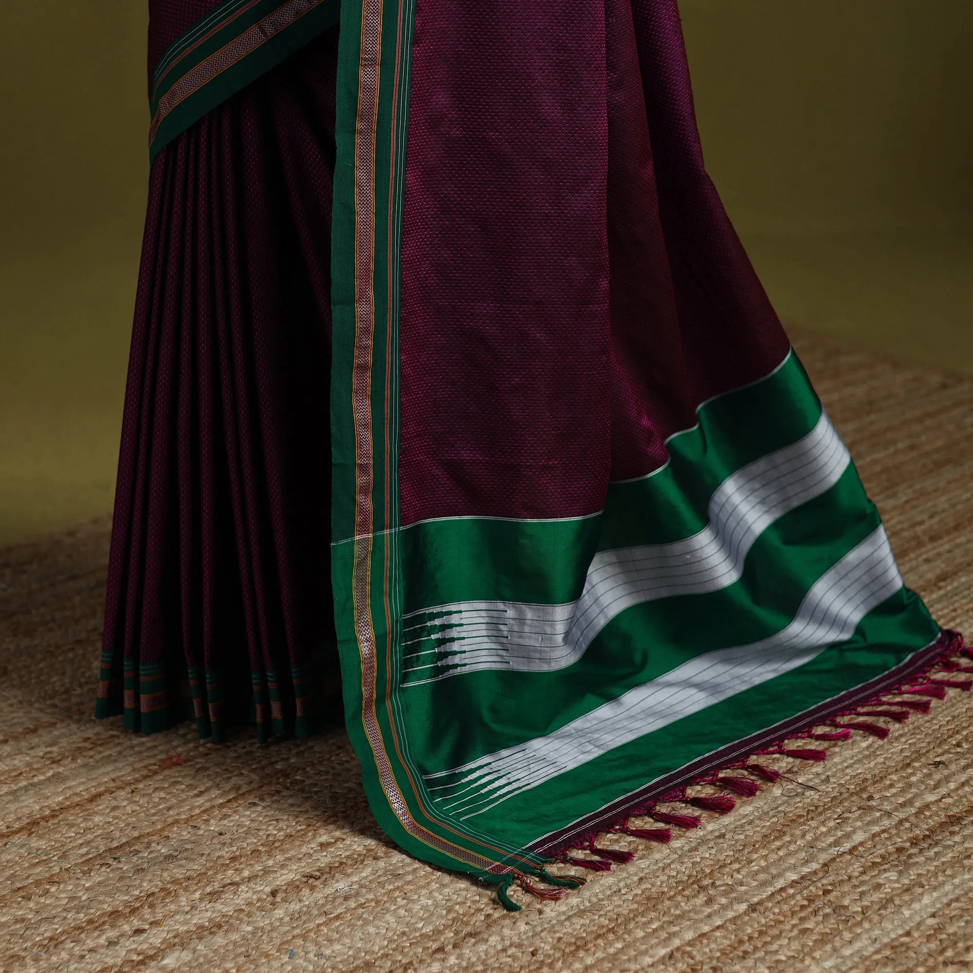 Purple - Silk Cotton Khun Saree with Ilkal Pallu Chikki Paras Border 21 sold by Itokri product image thumbnail 4
