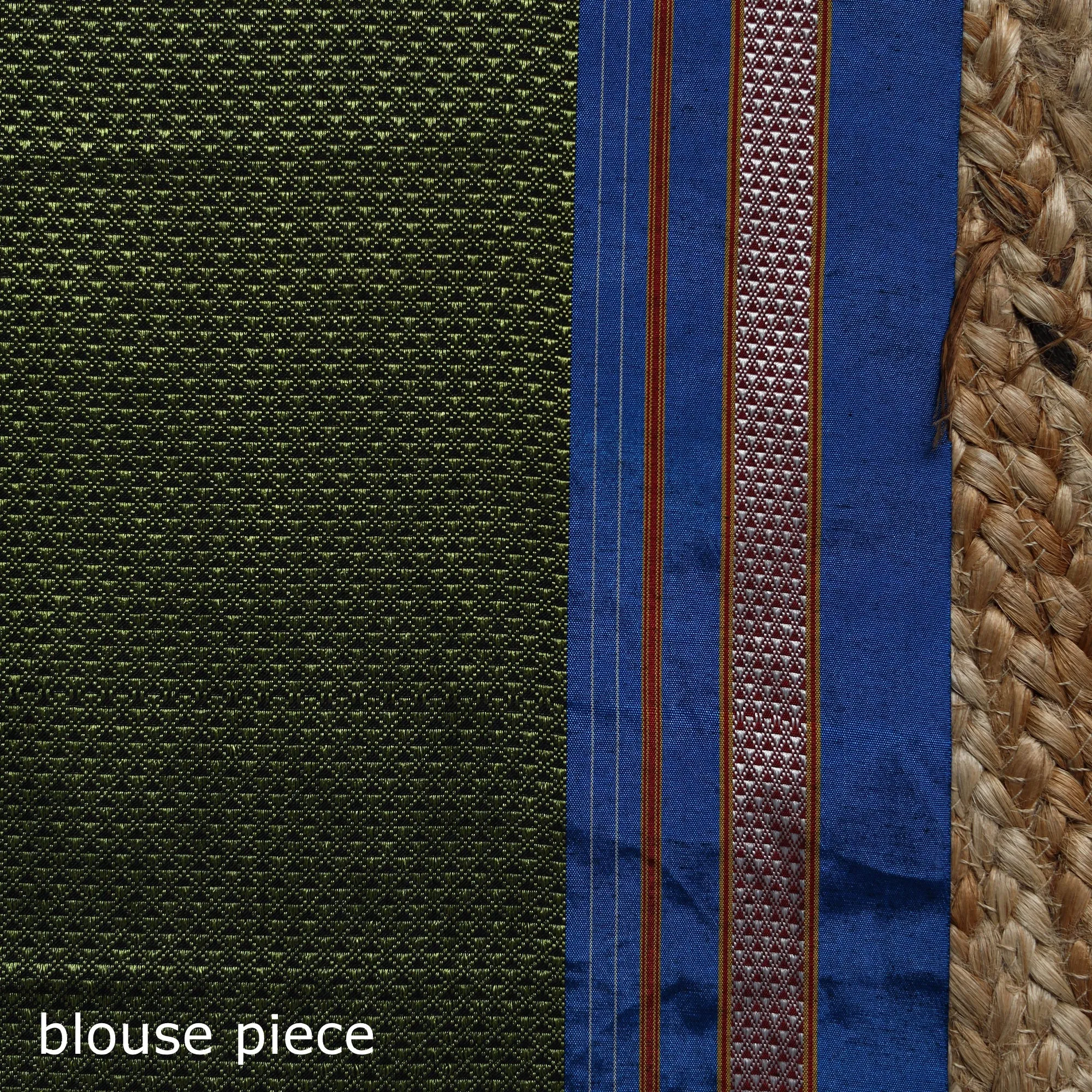 Green - Nath Work Silk Cotton Khun Saree 17 sold by Itokri product image thumbnail 5