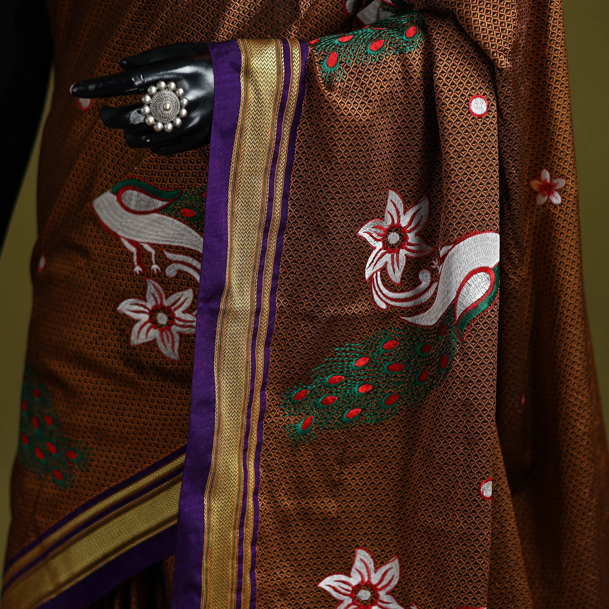 Nath Work Silk Cotton Khun Saree 12 sold by Itokri product image thumbnail 3