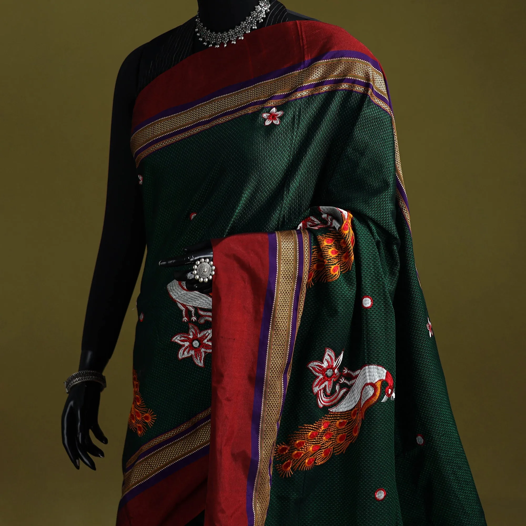 Nath Work Silk Cotton Khun Saree 08 sold by Itokri product image thumbnail 2