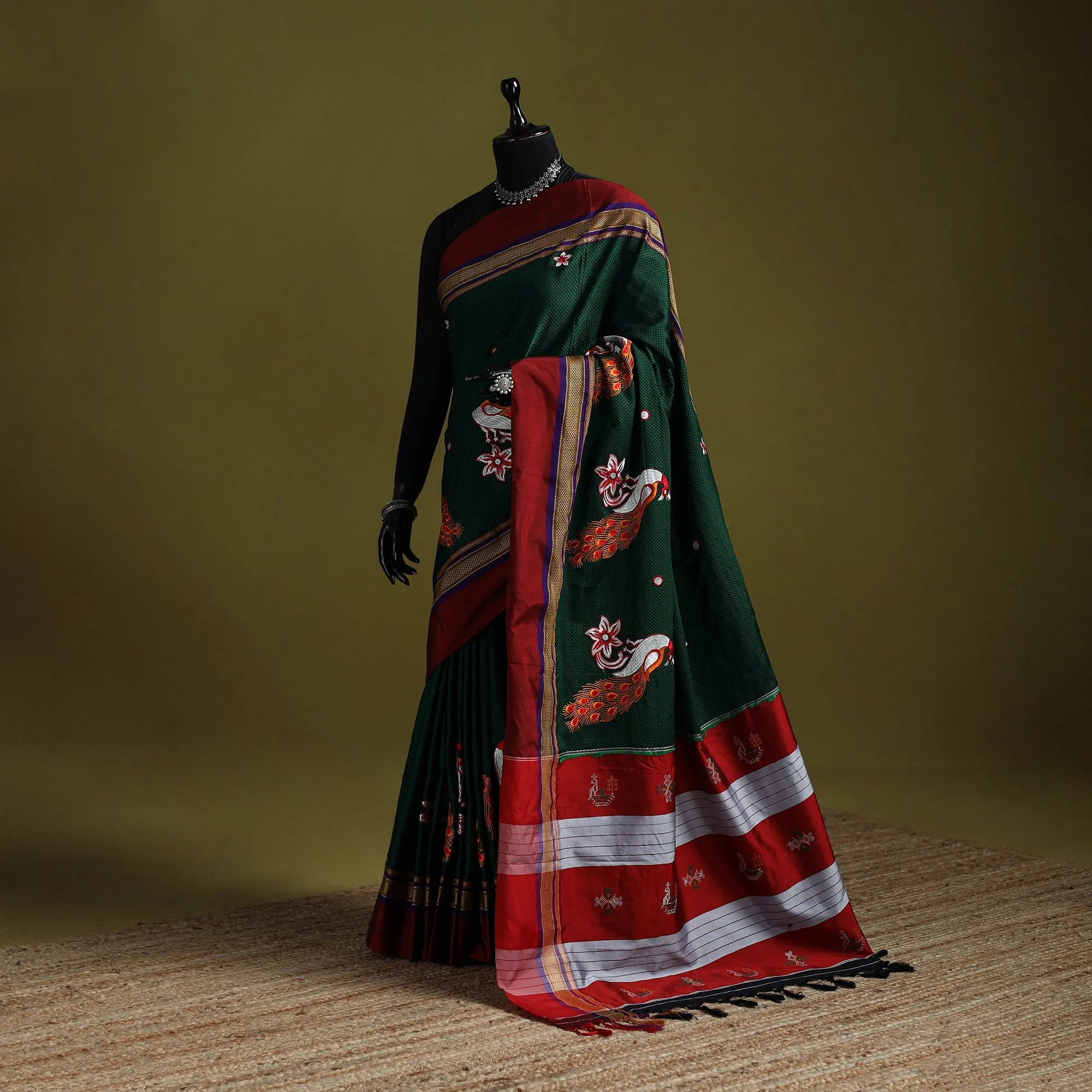 Nath Work Silk Cotton Khun Saree 08 sold by Itokri