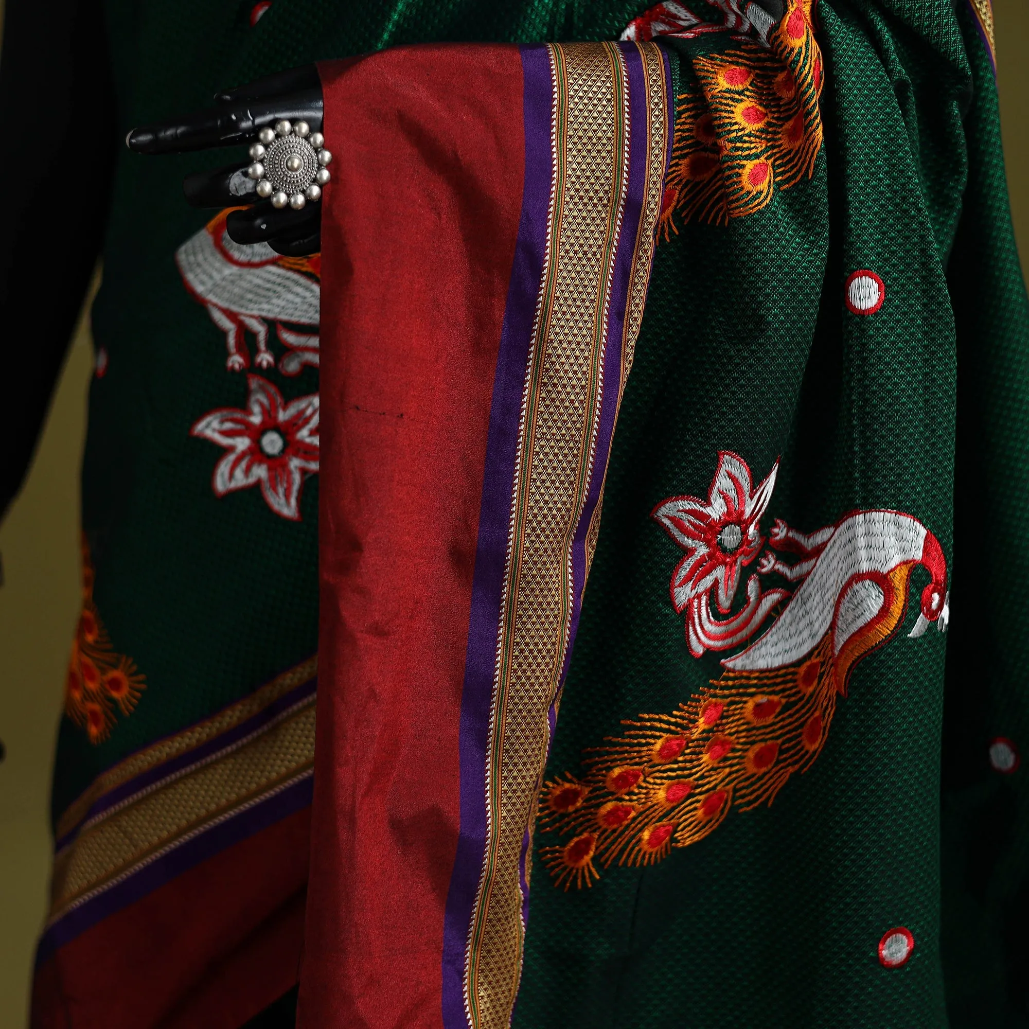 Nath Work Silk Cotton Khun Saree 08 sold by Itokri product image thumbnail 3