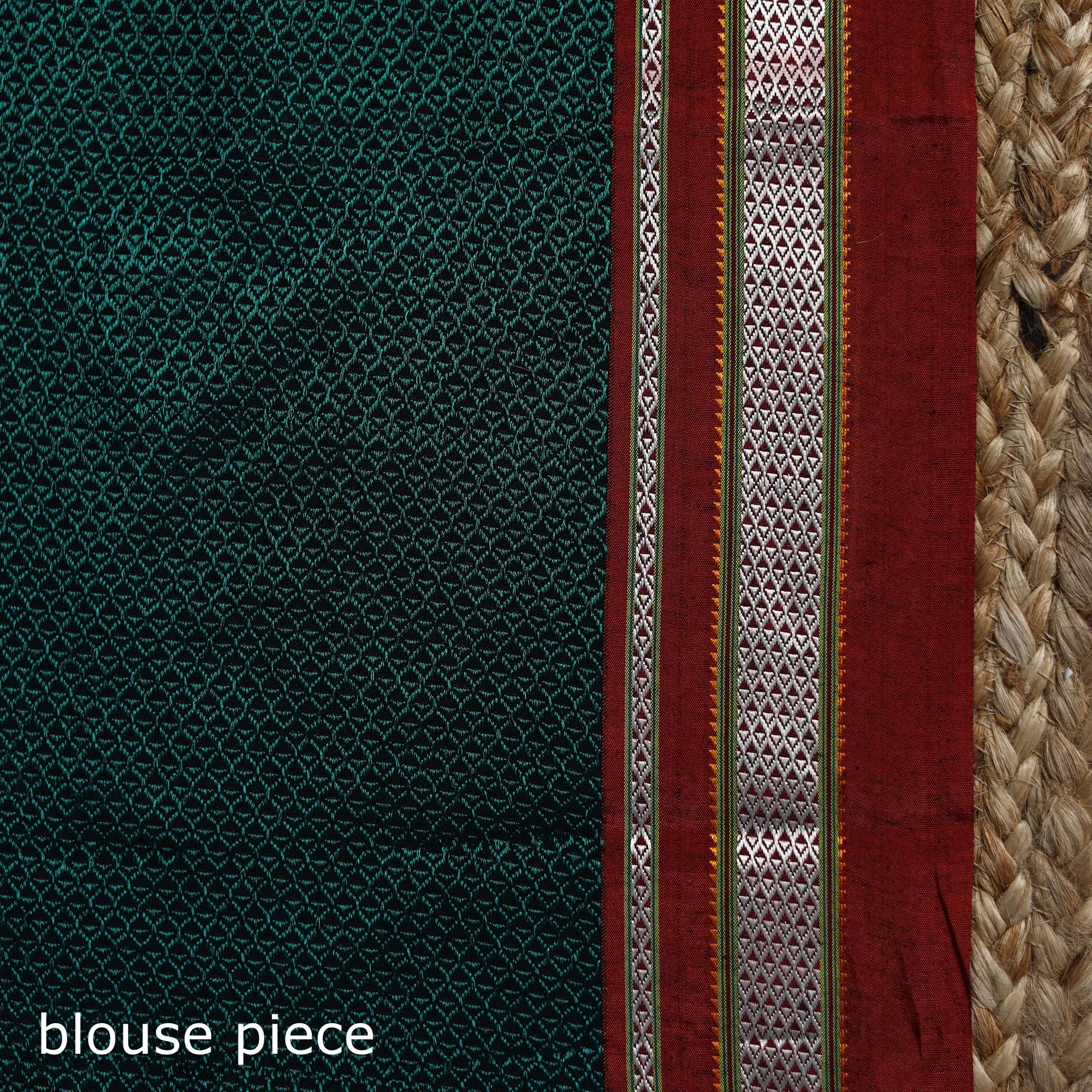 Green - Nath Work Silk Cotton Khun Saree 02 sold by Itokri product image thumbnail 5