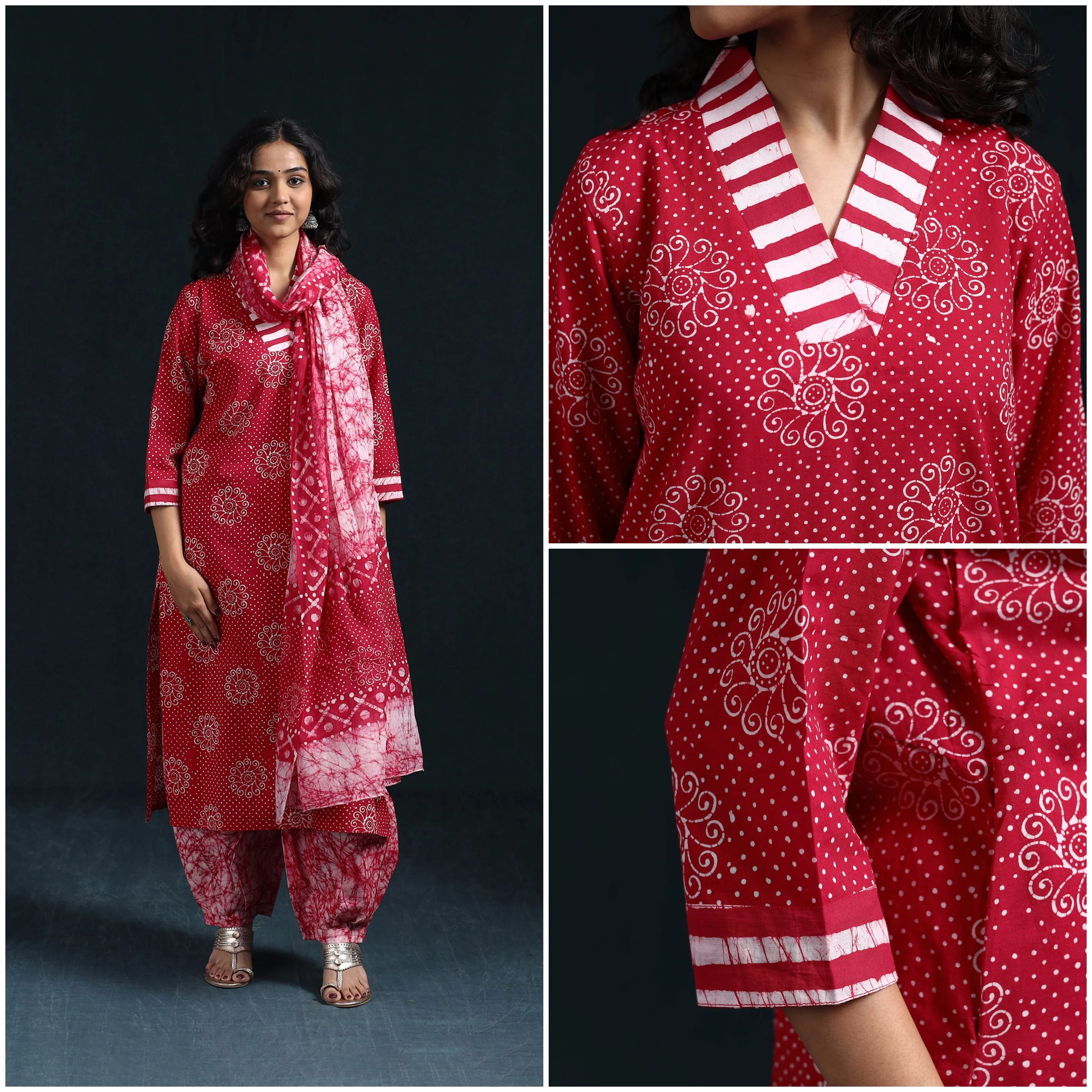 Hand Block Batik Print Cotton Suit Set with Dupatta for women 15 sold by Itokri product image thumbnail 4