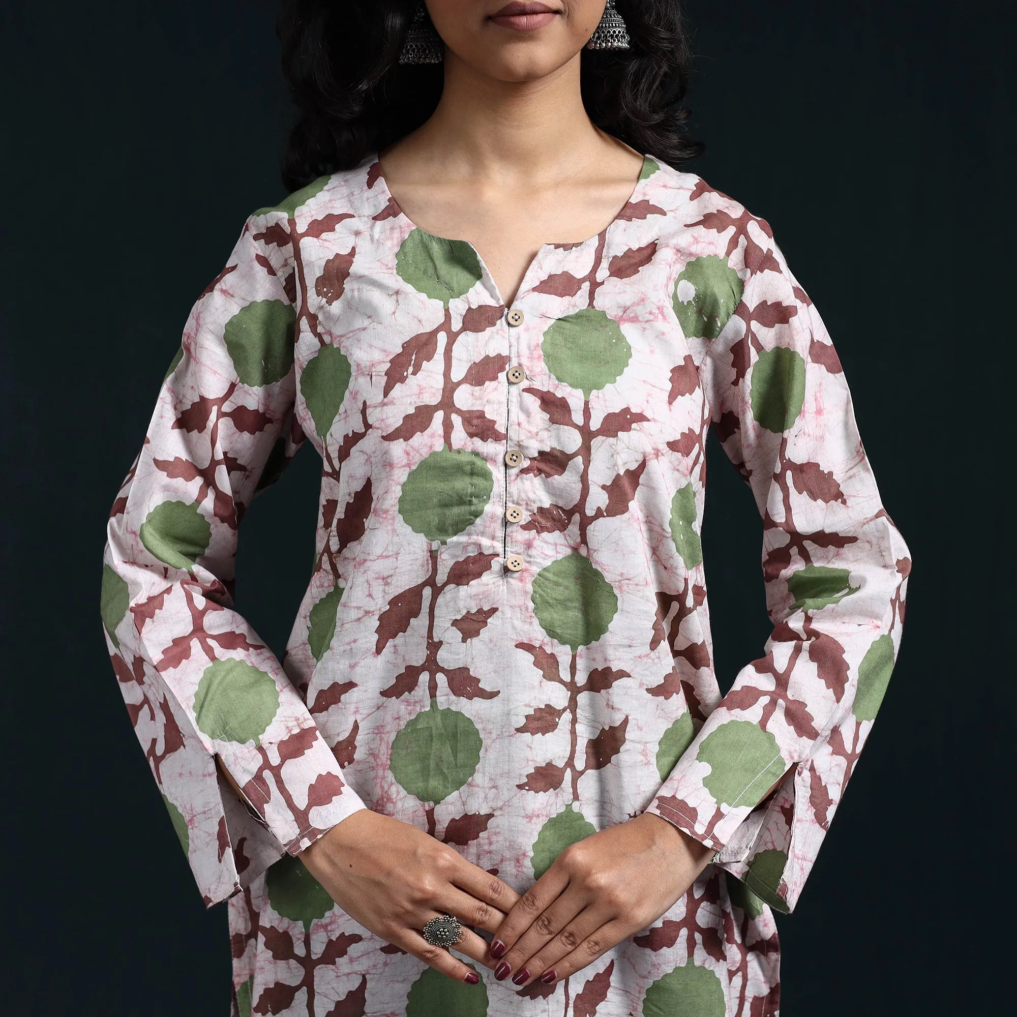 Green - Hand Block Batik Print Cotton Suit Set with Dupatta for women 06 sold by Itokri product image thumbnail 3