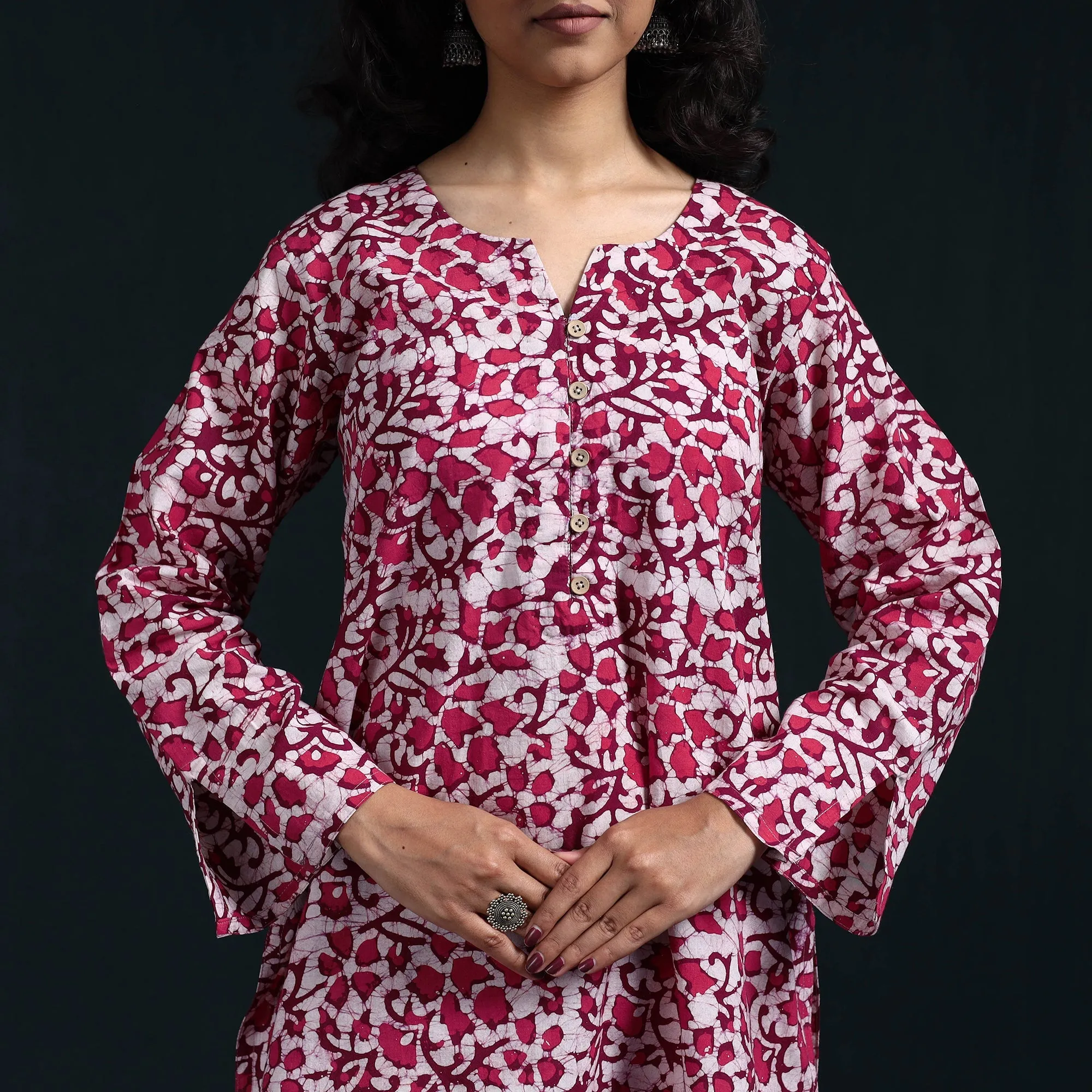 Red - Hand Block Batik Print Cotton Suit Set with Dupatta for women 05 sold by Itokri product image thumbnail 3